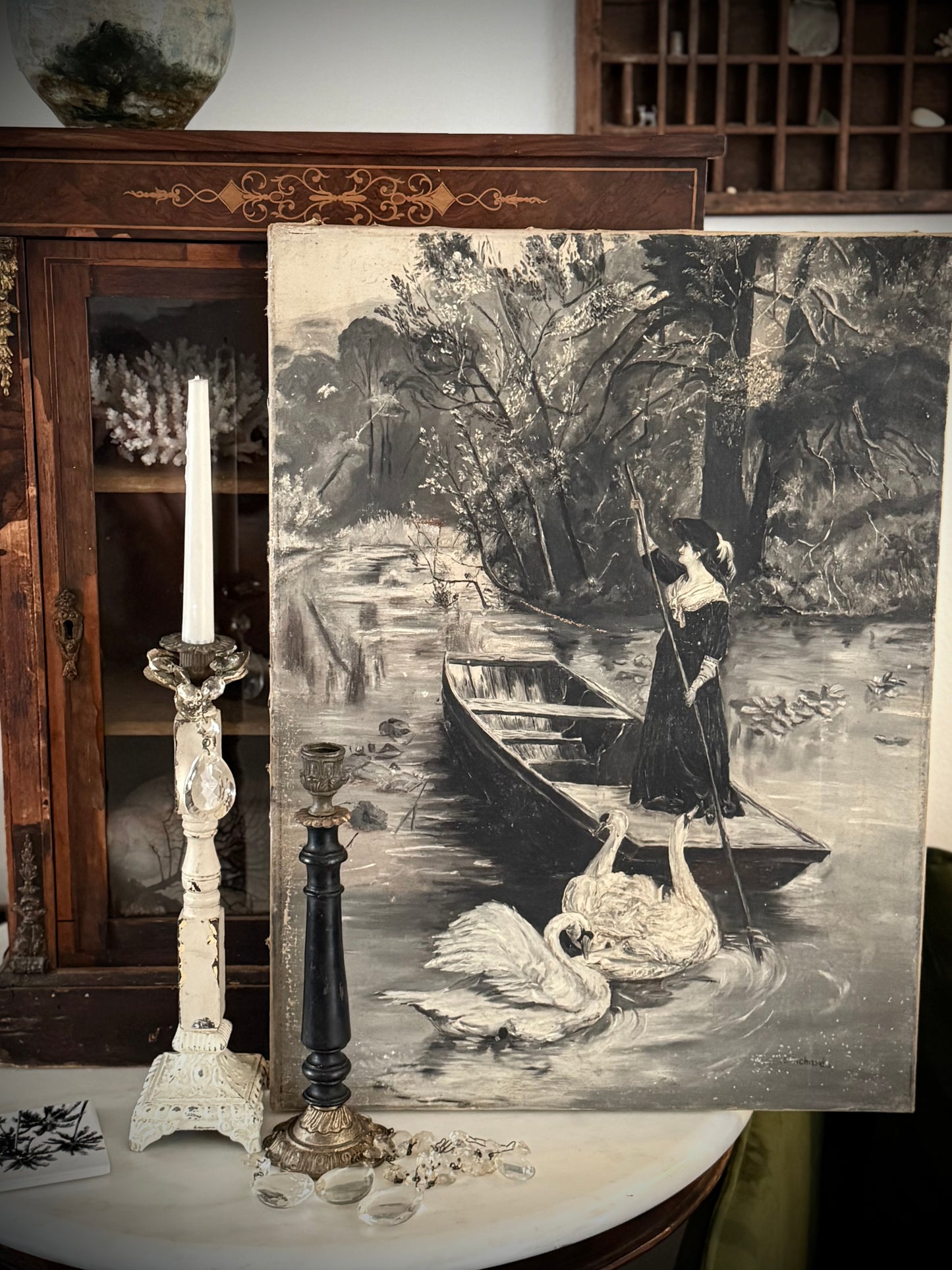 Antique Swan Painting