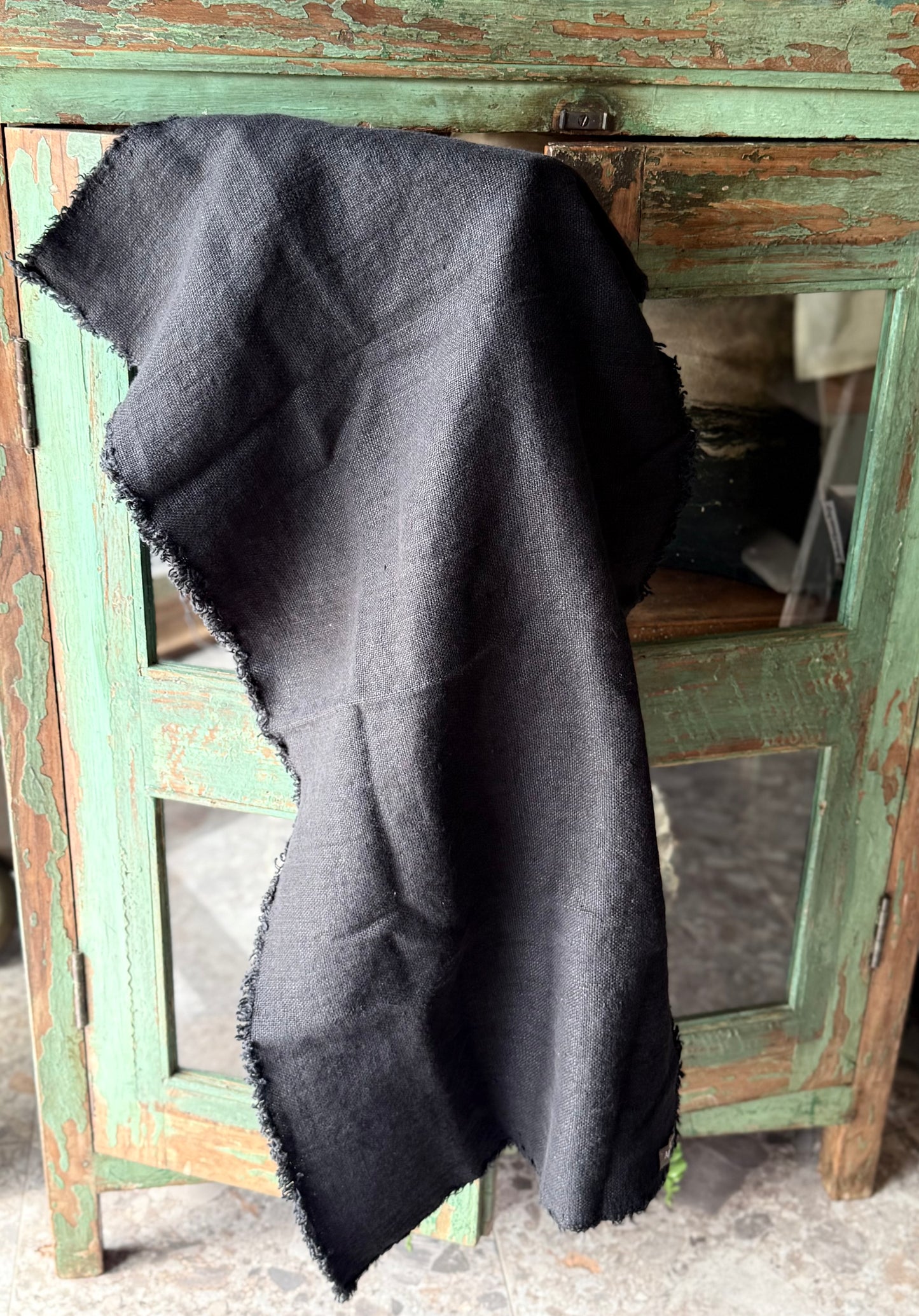 Bath Linen - Swedish Linen Hand Towel, Black