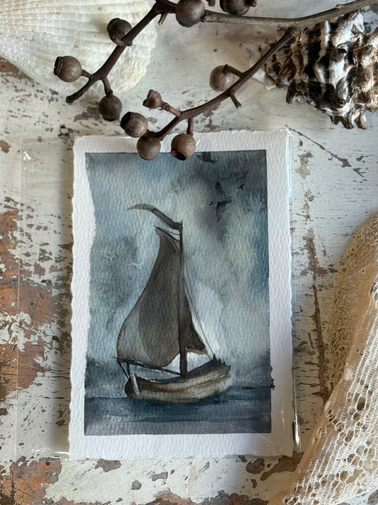 Water Colour; Sailing Gulls - unframed - Linda Titow