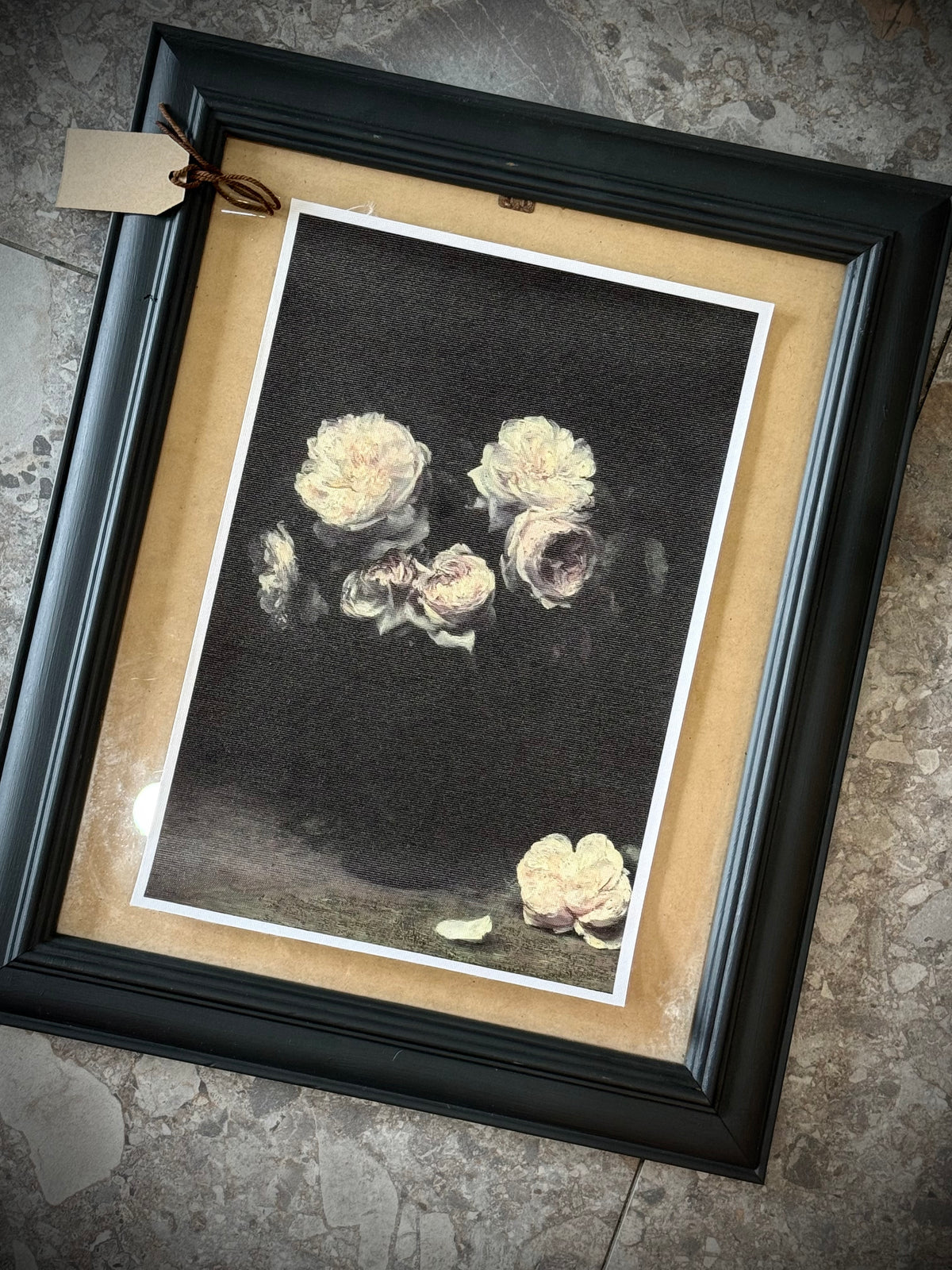 Antiqued Canvas Print - Pink Roses 21cmx30cm