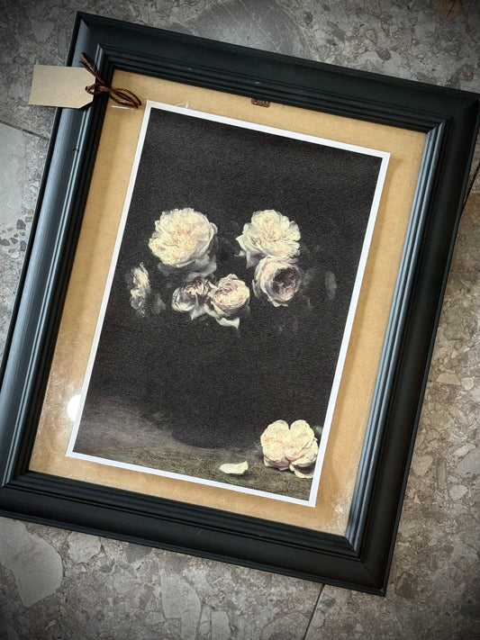 Antiqued Canvas Print - Pink Roses 21cmx30cm