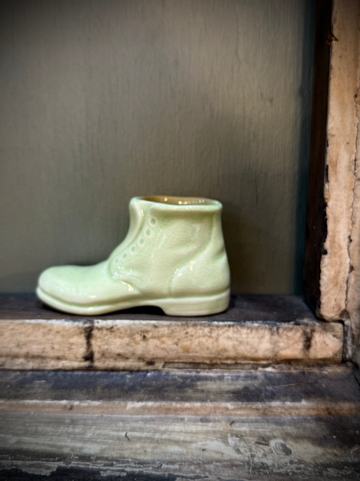 Old Ceramic Green Boot - small