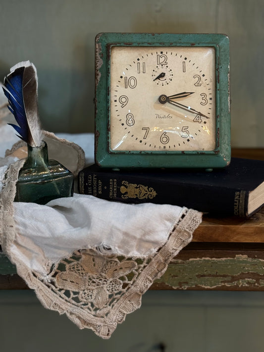 Vintage Clock  - Westclox Square Green