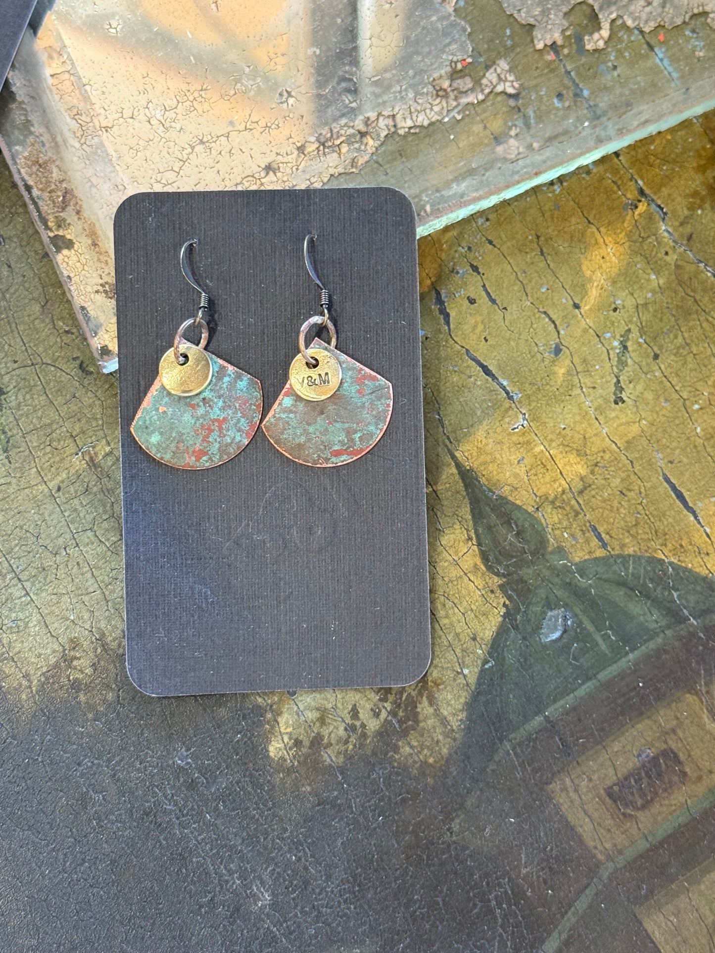 Art Jewellery - Church Roof Patina Earrings - fan