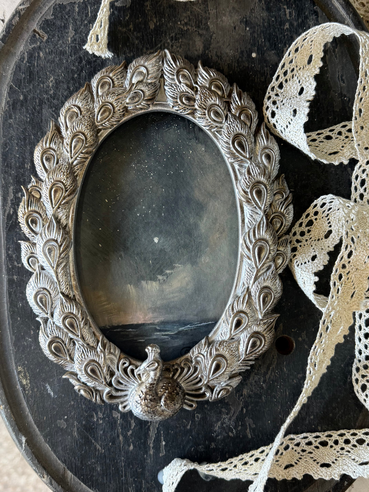 "The Sea and the Moon” series II - #5 mini oval seascape by Fonda Shae