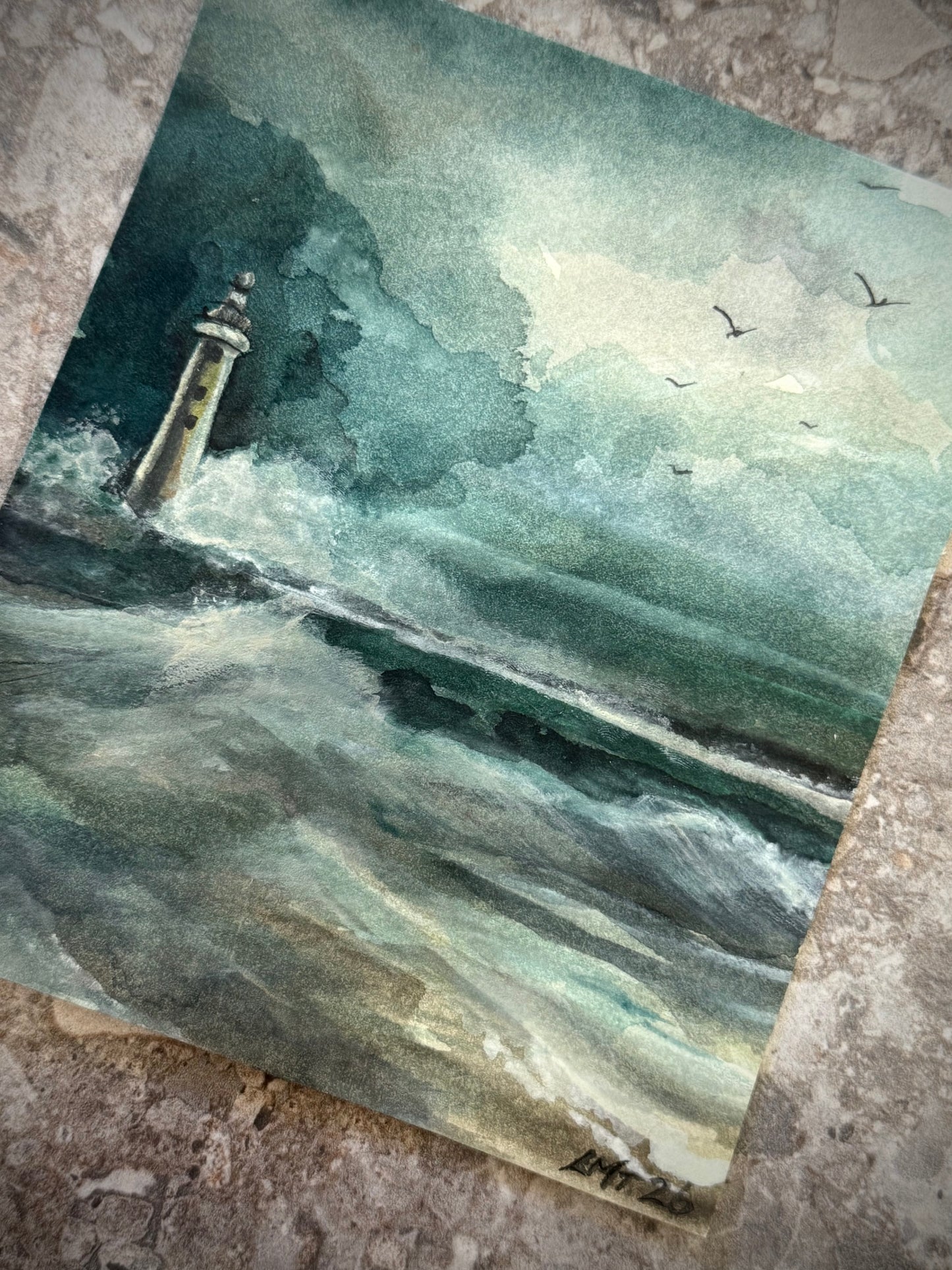 Water Colour; Light in the Storm - unframed - Linda Titow