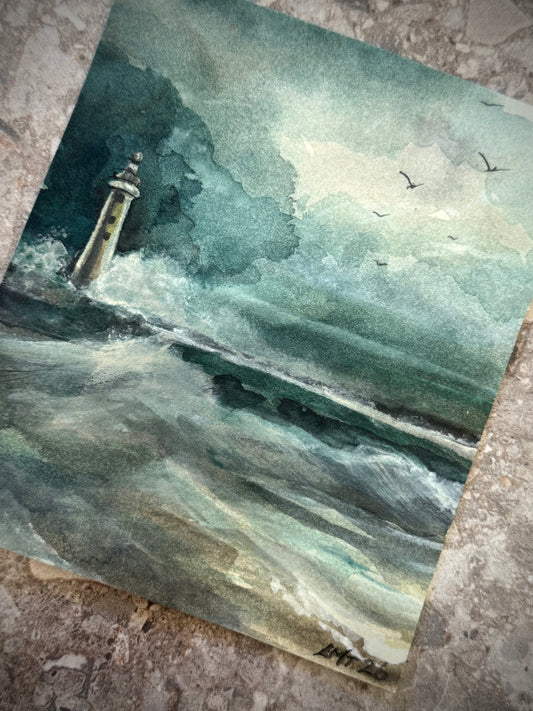 Water Colour; Light in the Storm - unframed - Linda Titow