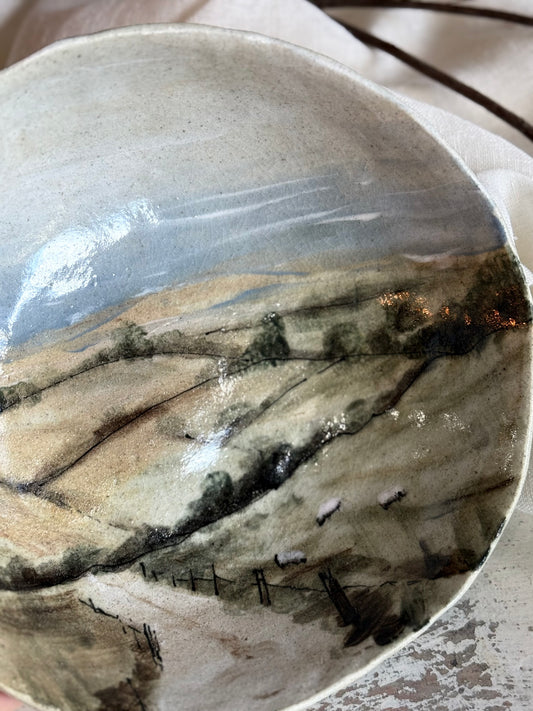 Linda Titow Art Bowl - Sheep Paddocks