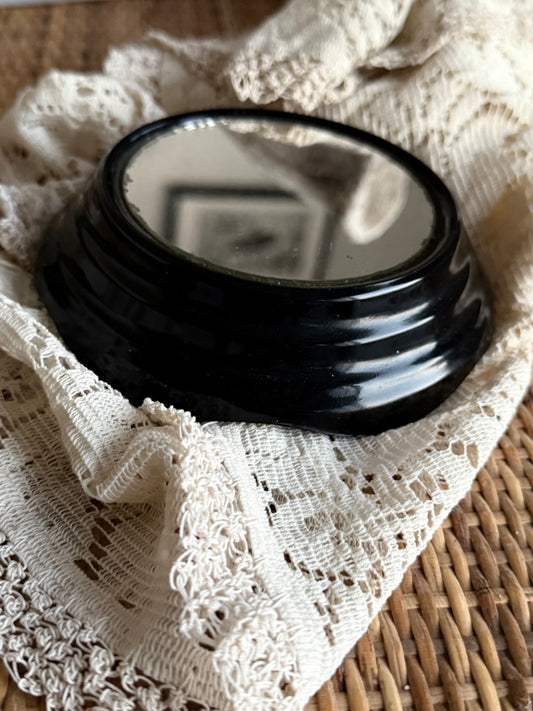 Small Round Mirror, Black Glass