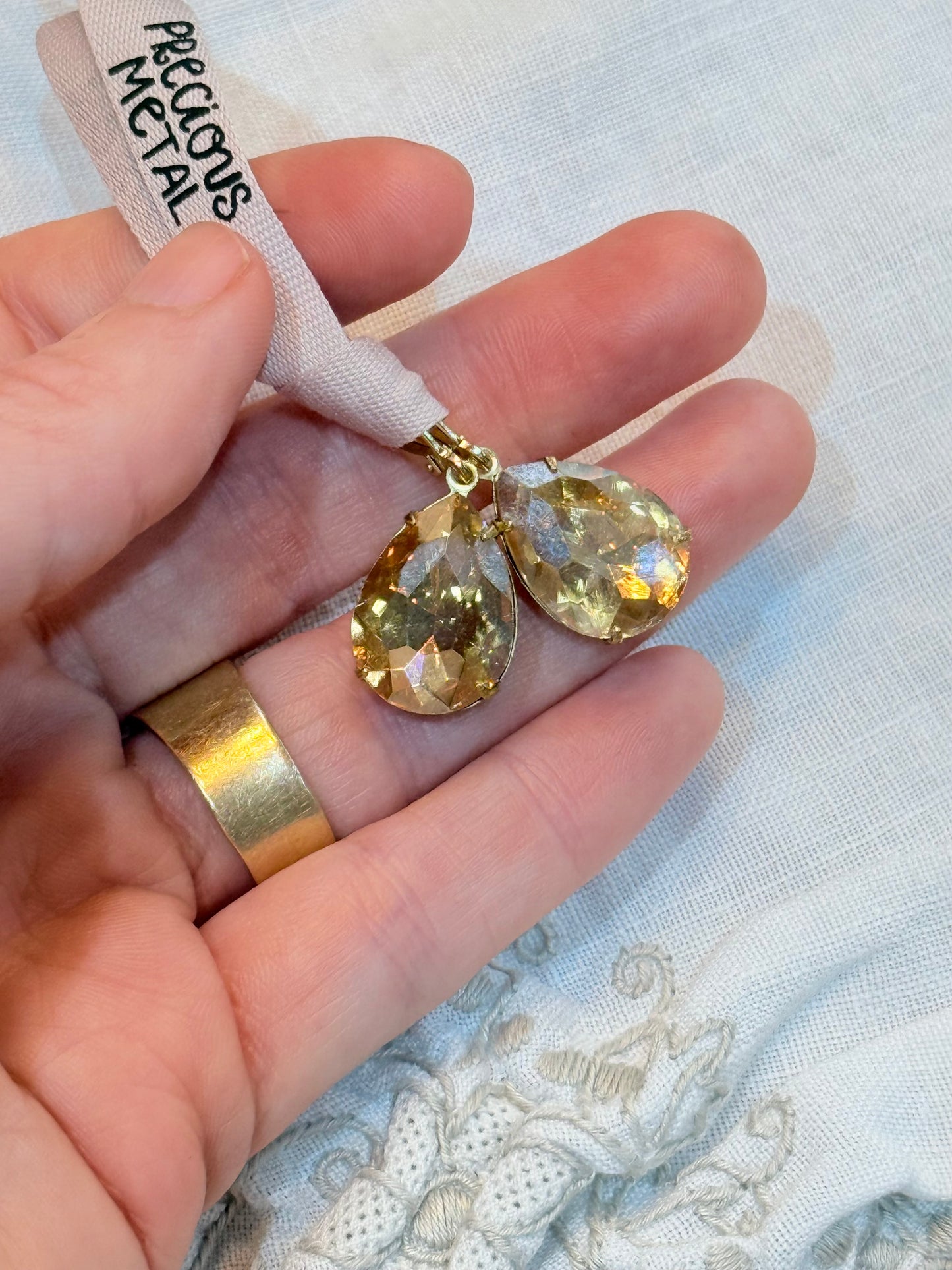 Vintage Champagne Teardrop Earrings