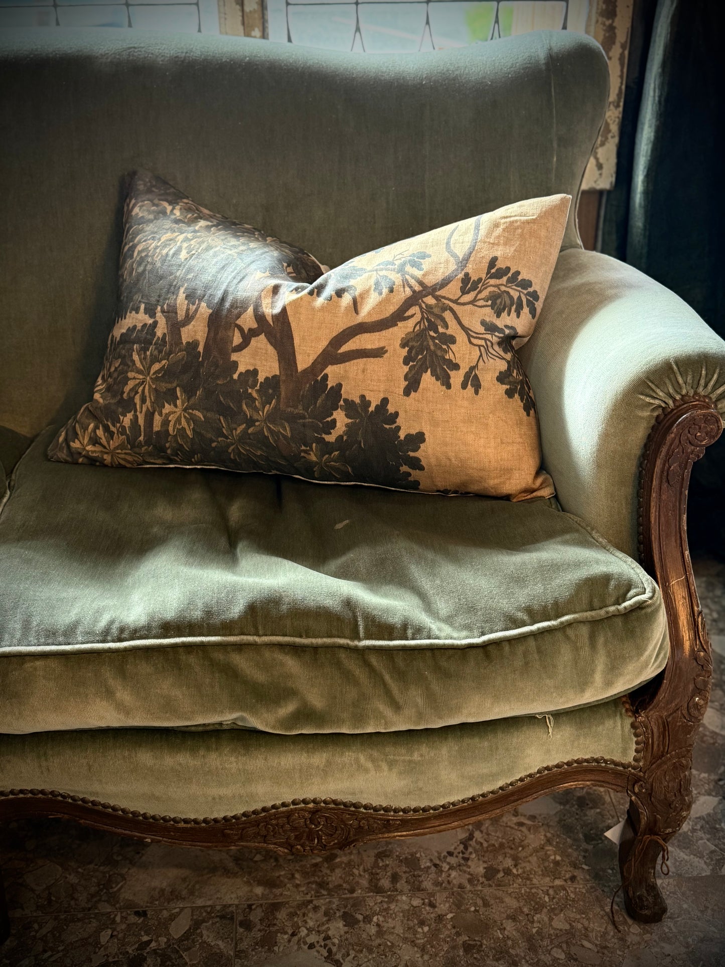 Golden Tapestry Linen Cushion - 60cmx40cm