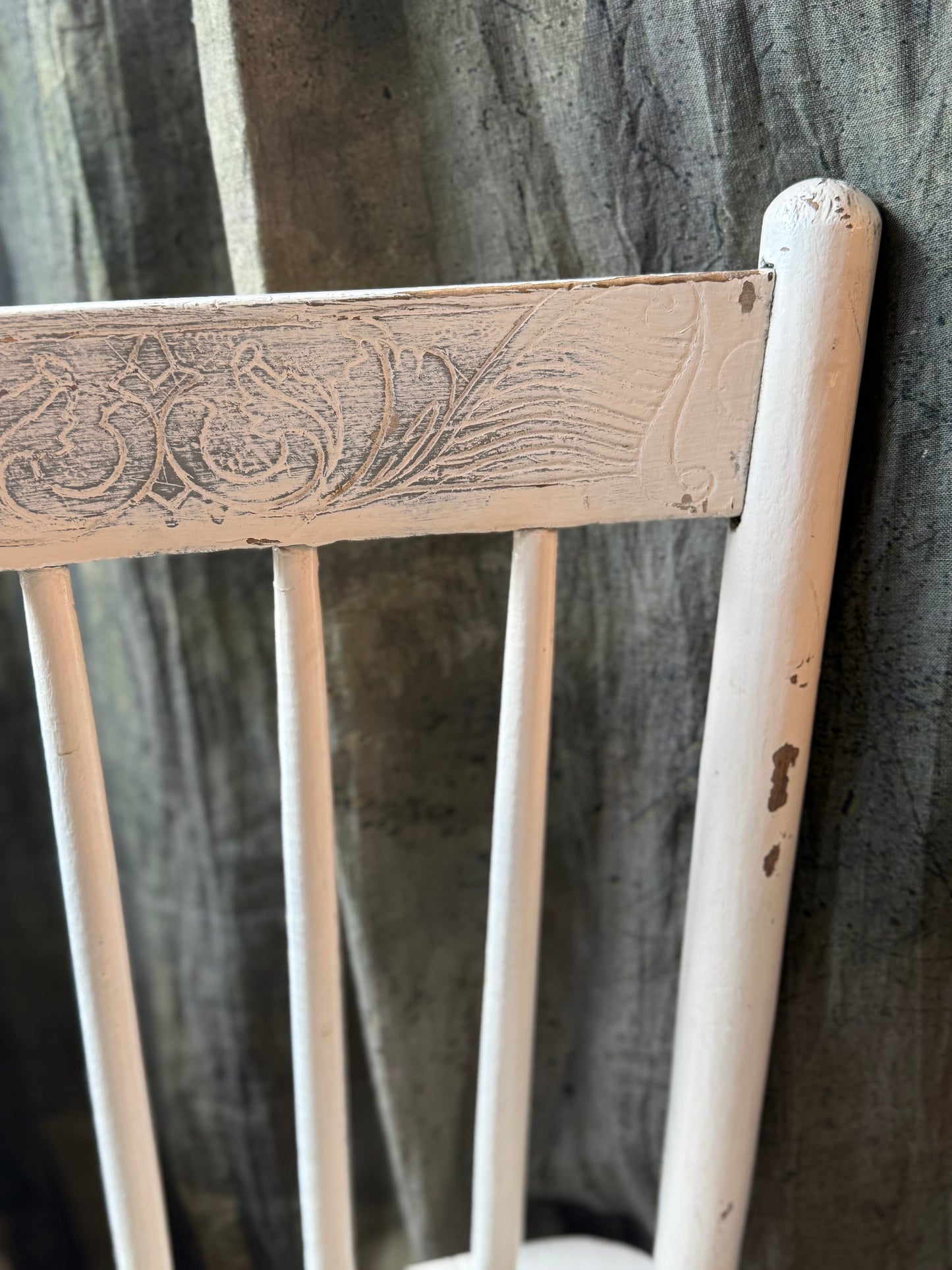 Antique White Pressed Back Chair (1)