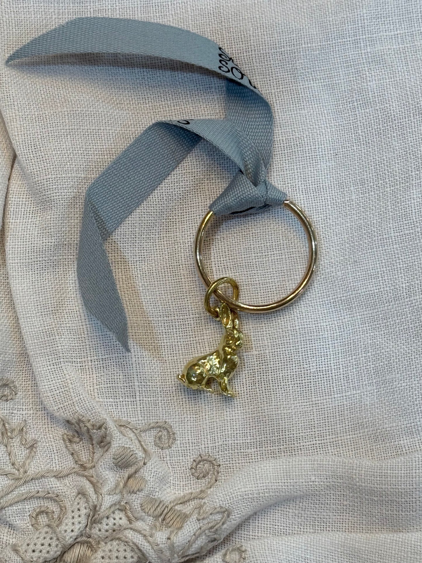 Tiny Rabbit Keyring - gold
