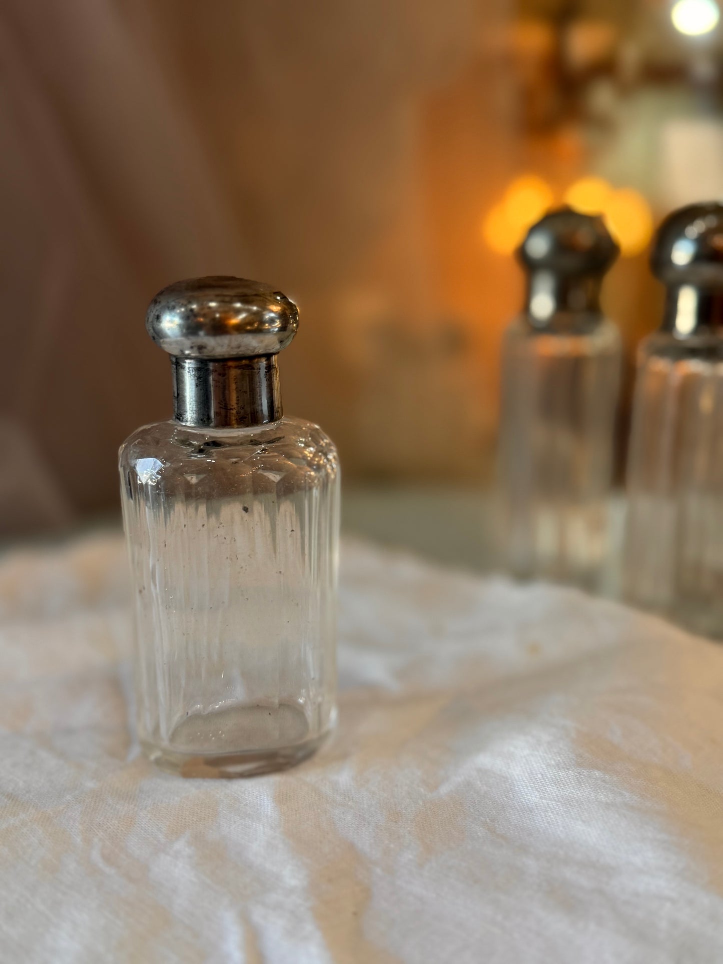 Antique Silver & Crystal Perfume Bottle