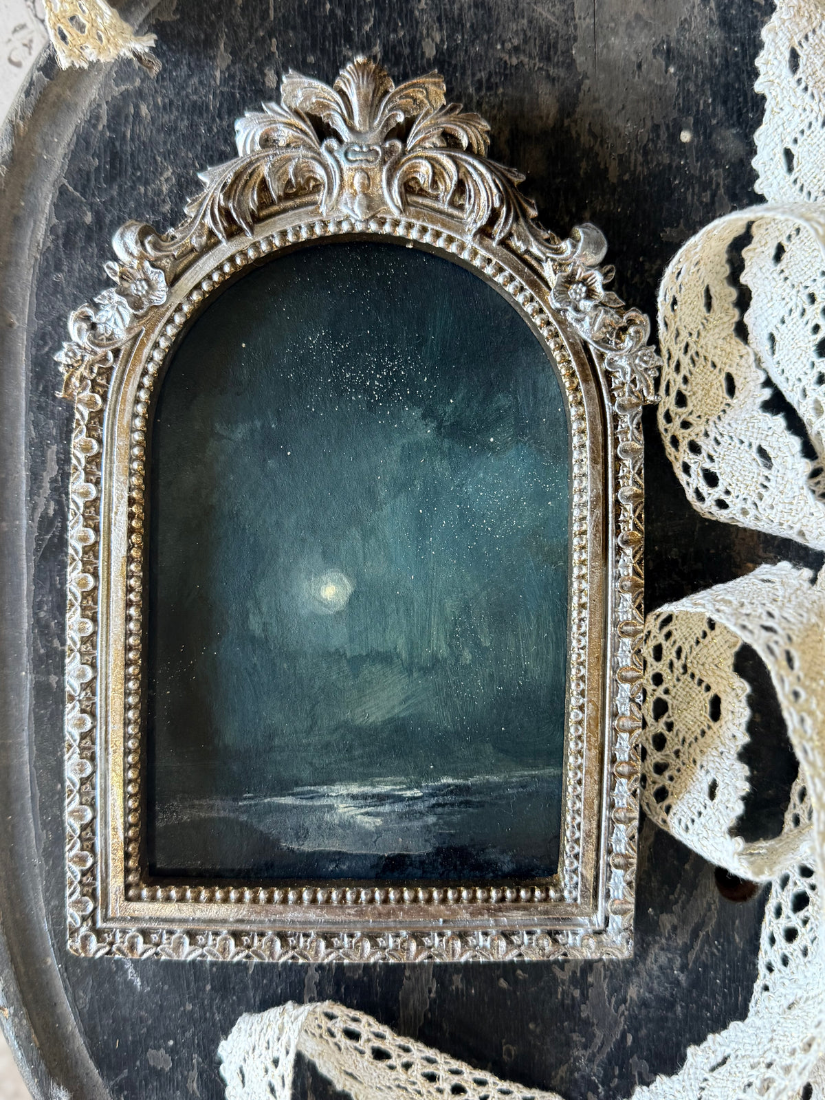 "The Sea and the Moon” series II - #2 mini arch seascape by Fonda Shae