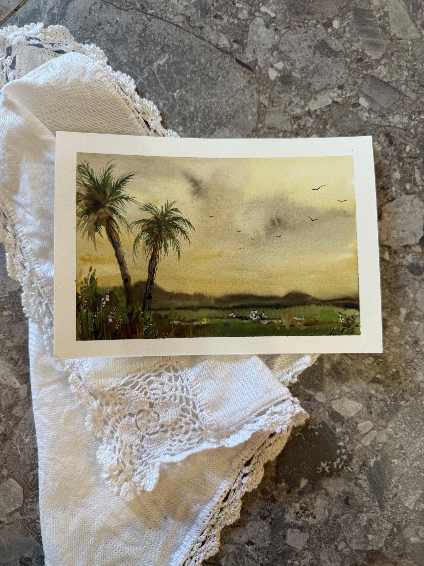 Water Colour; Vintage Palms - unframed - Linda Titow