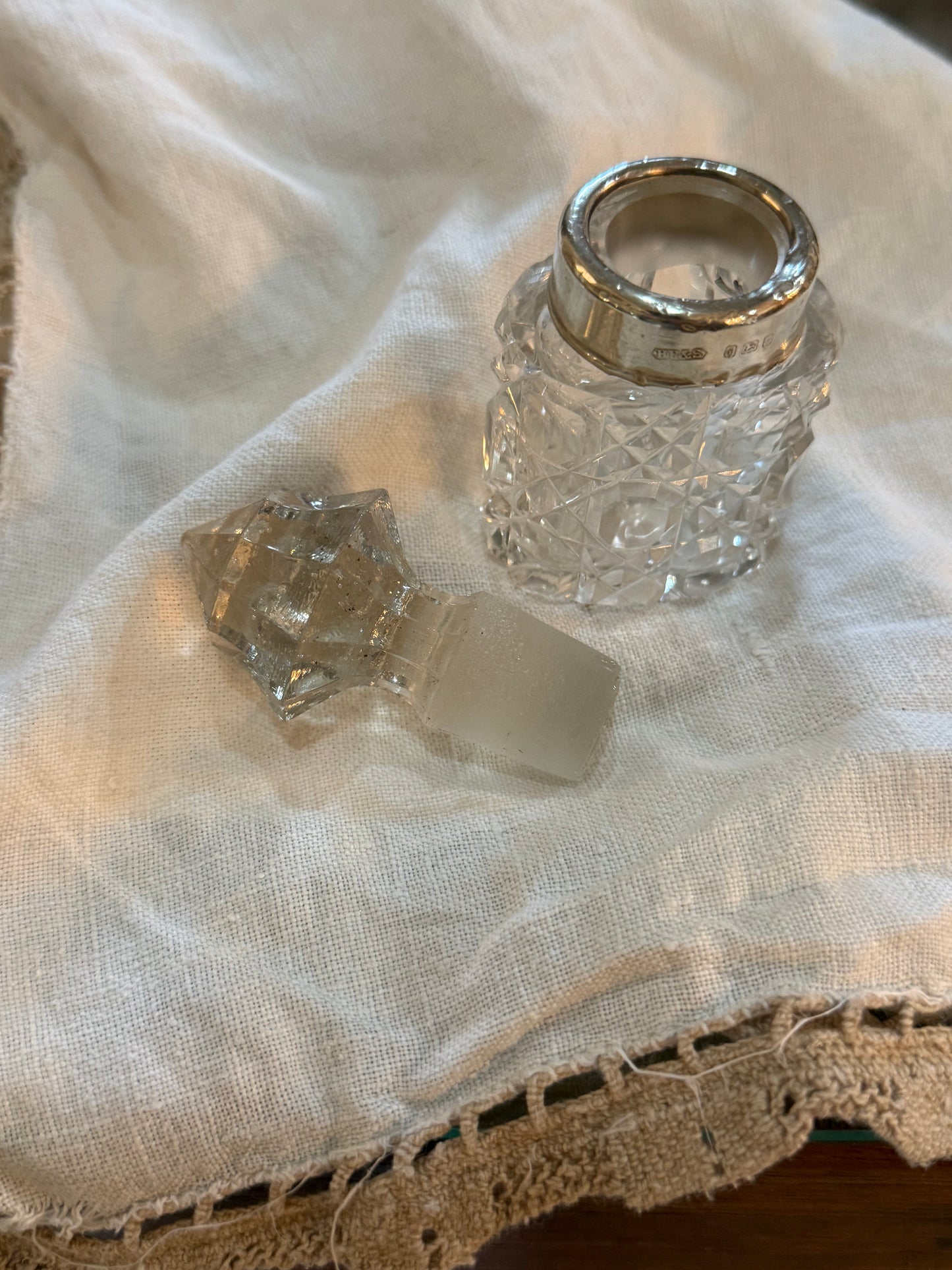 Antique Silver & Glass Perfume Bottle