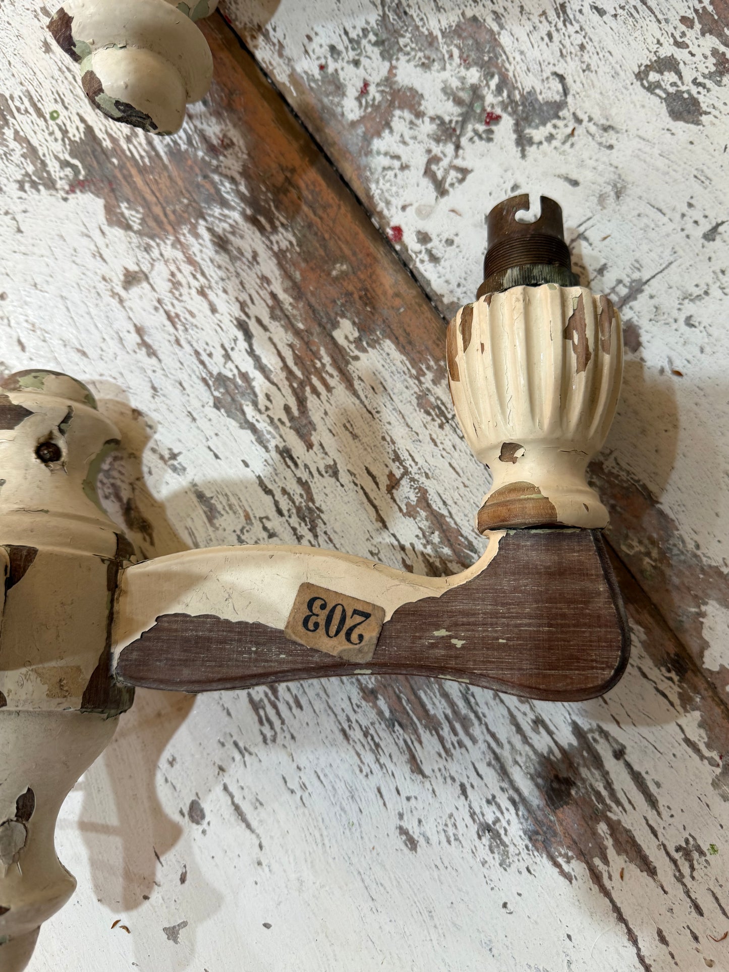 Antique Sconces - green and cream