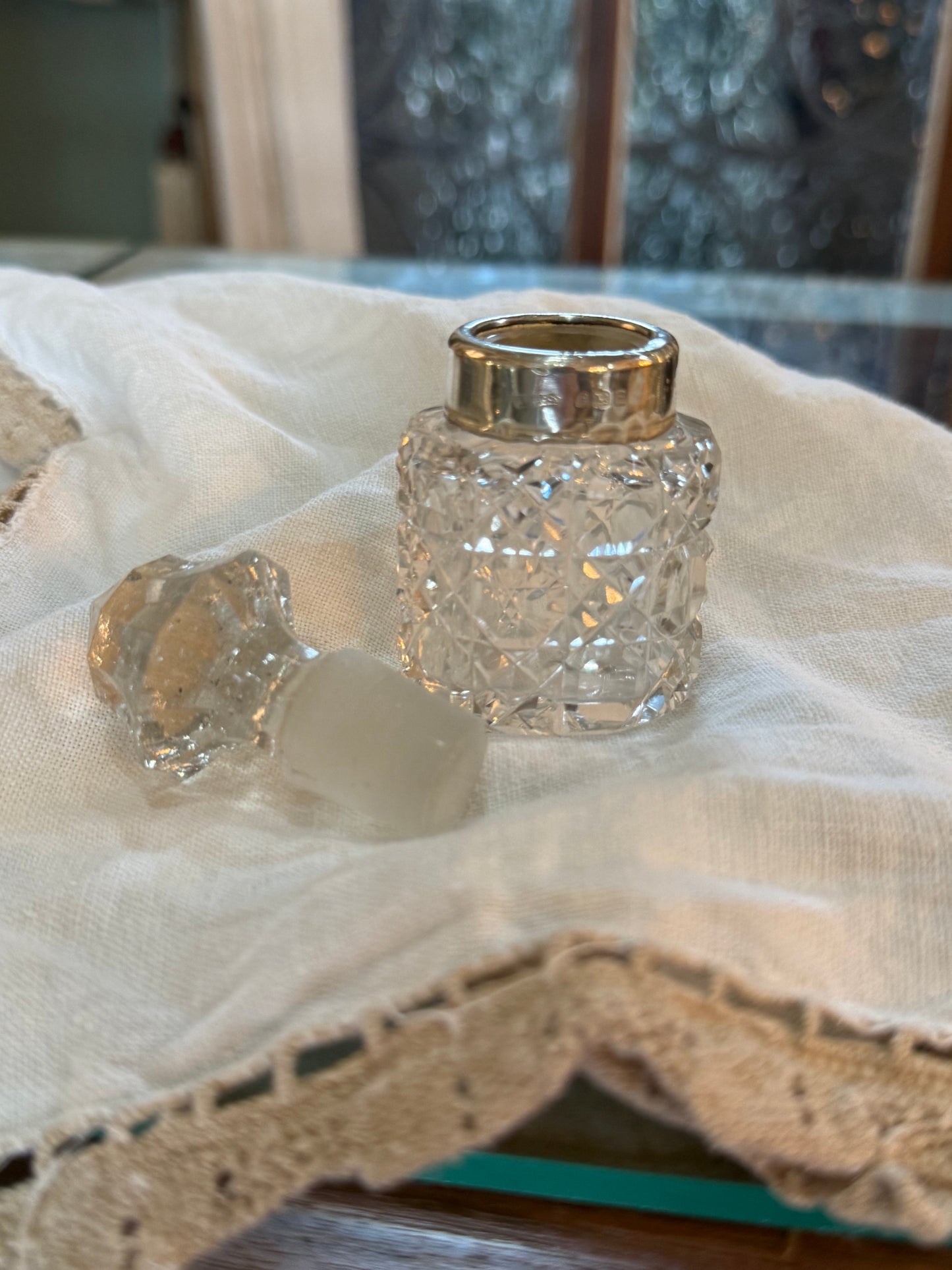 Antique Silver & Glass Perfume Bottle