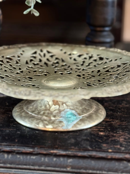 Vintage Silver Grapevine Lattice Stand