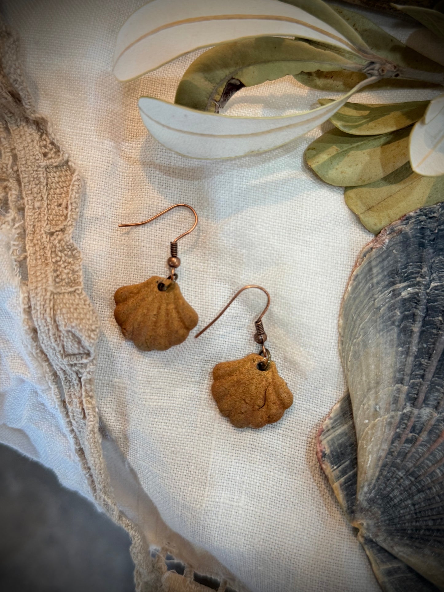 Seashell Copper Earrings - 4
