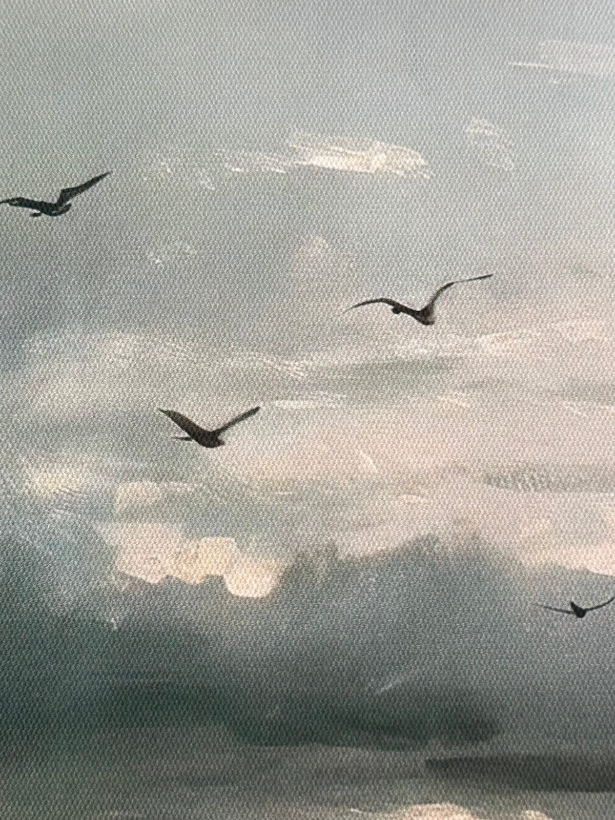 Antiqued Canvas Print - Birds in Dark Sky 35cm x 50cm