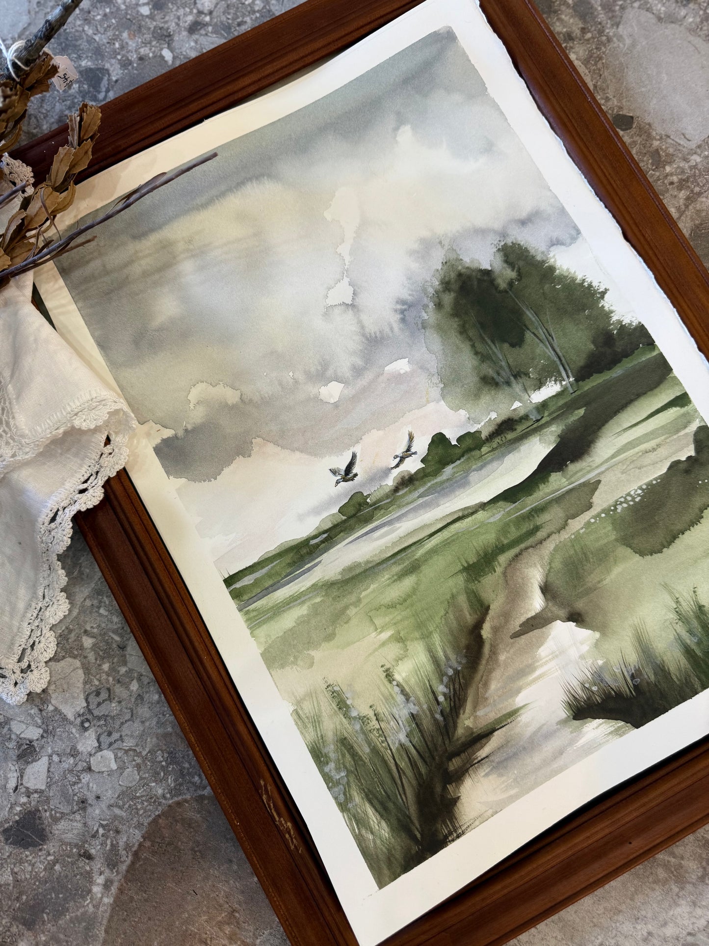Water Colour; Ducks on the Pond - unframed - Linda Titow