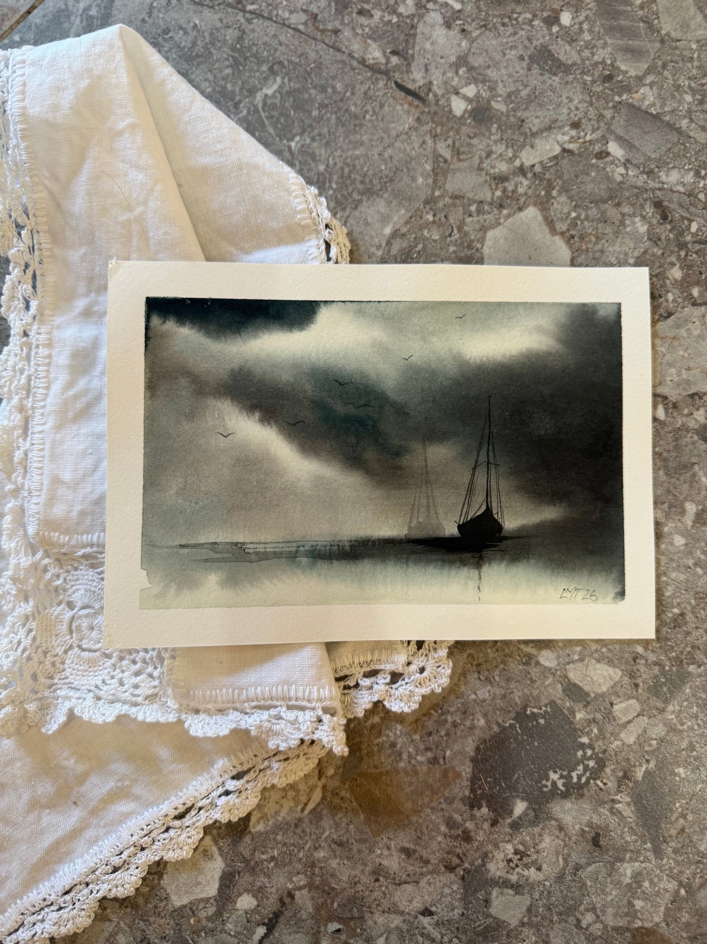 Water Colour; Ship Shadow - unframed - Linda Titow