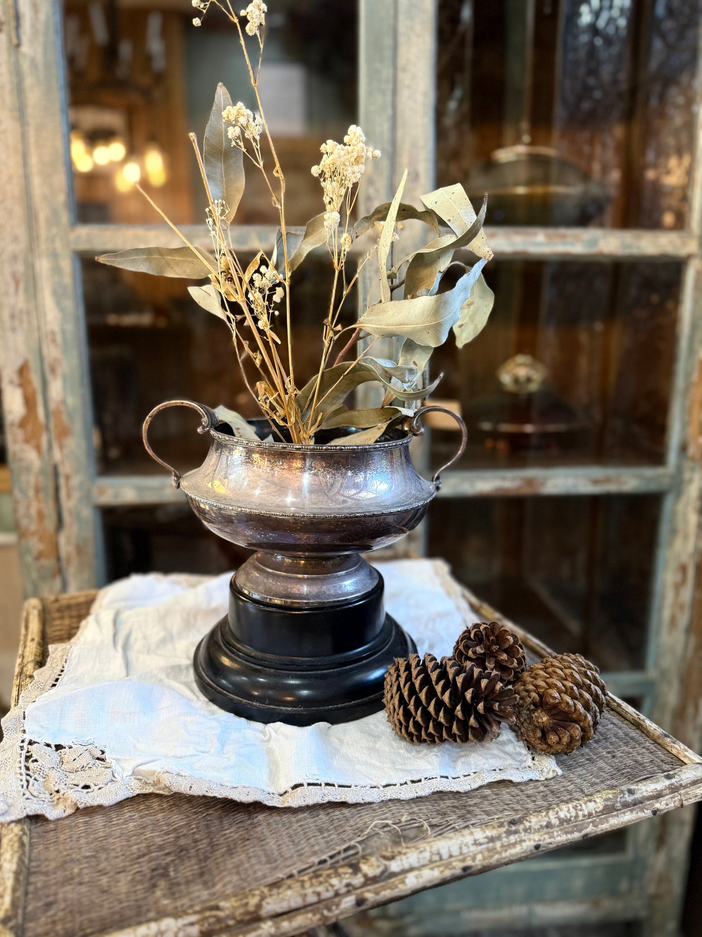 Silver Urn Flower Pot with Stand