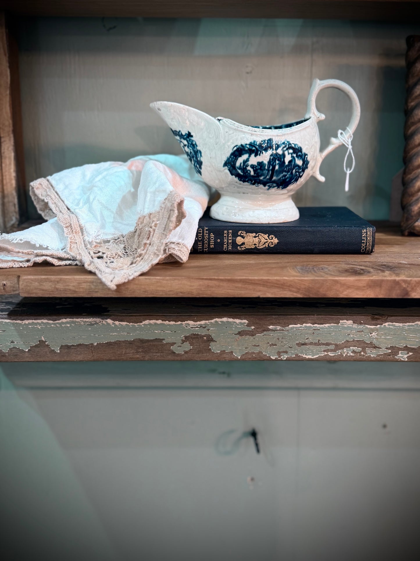 Antique Blue & White Ceramic Jug/Gravy Boat
