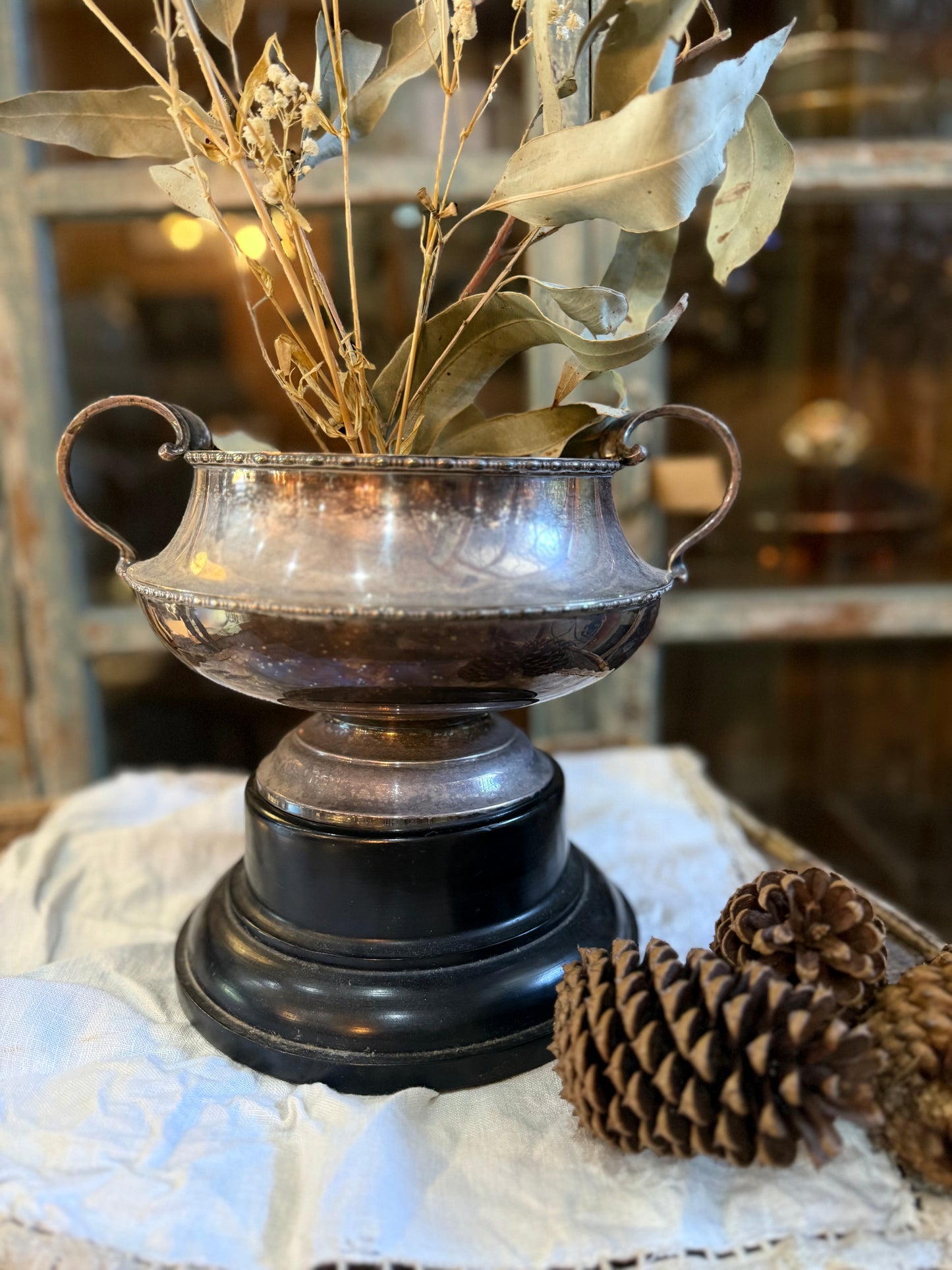 Silver Urn Flower Pot with Stand