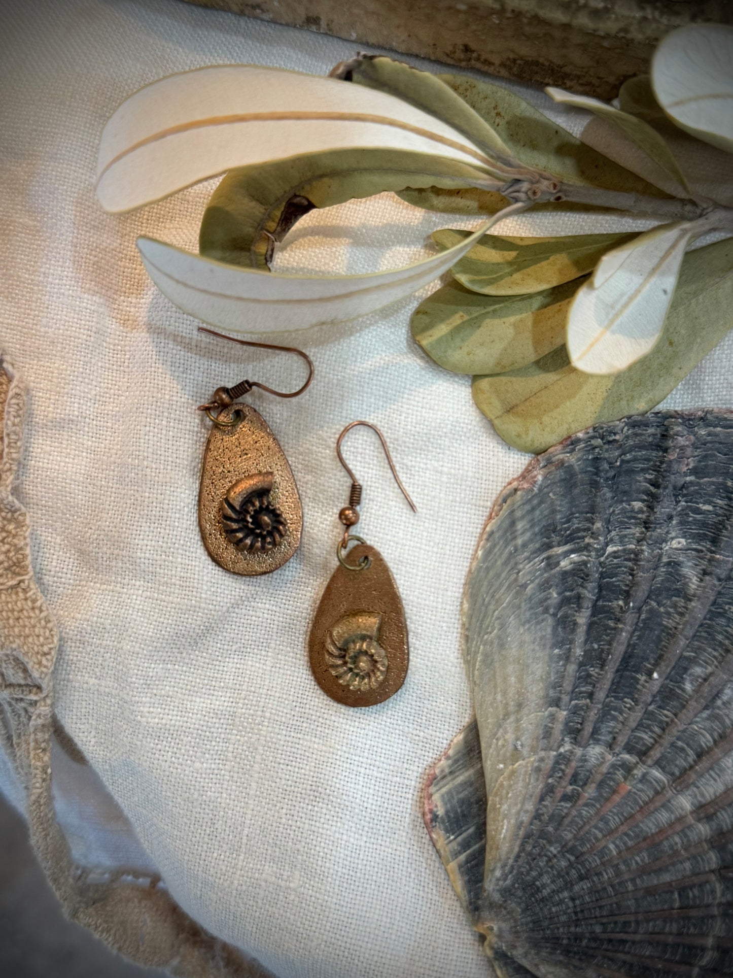 Seashell Copper Earrings - 5