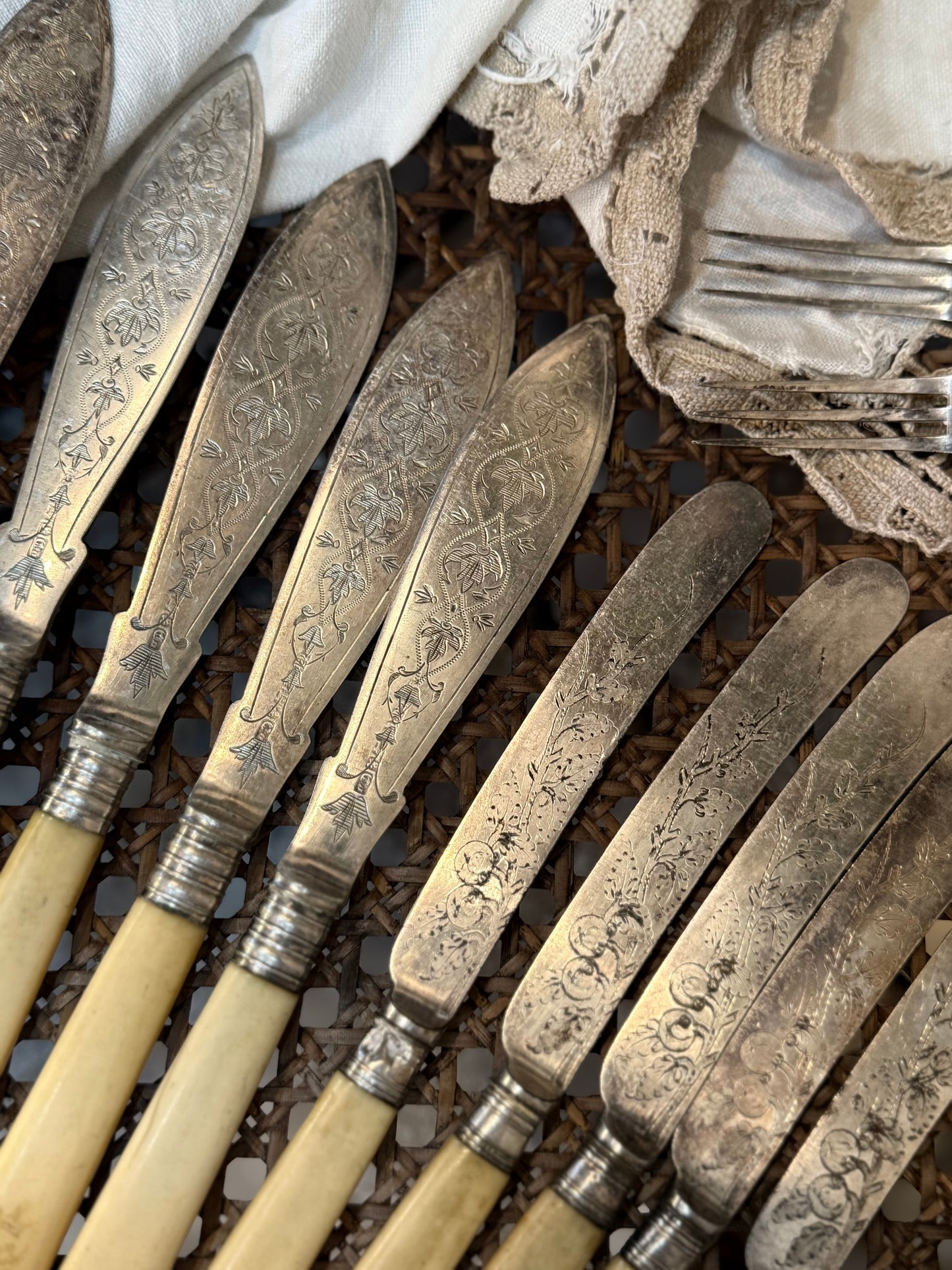 Vintage Bone-Handled Cutlery Set
