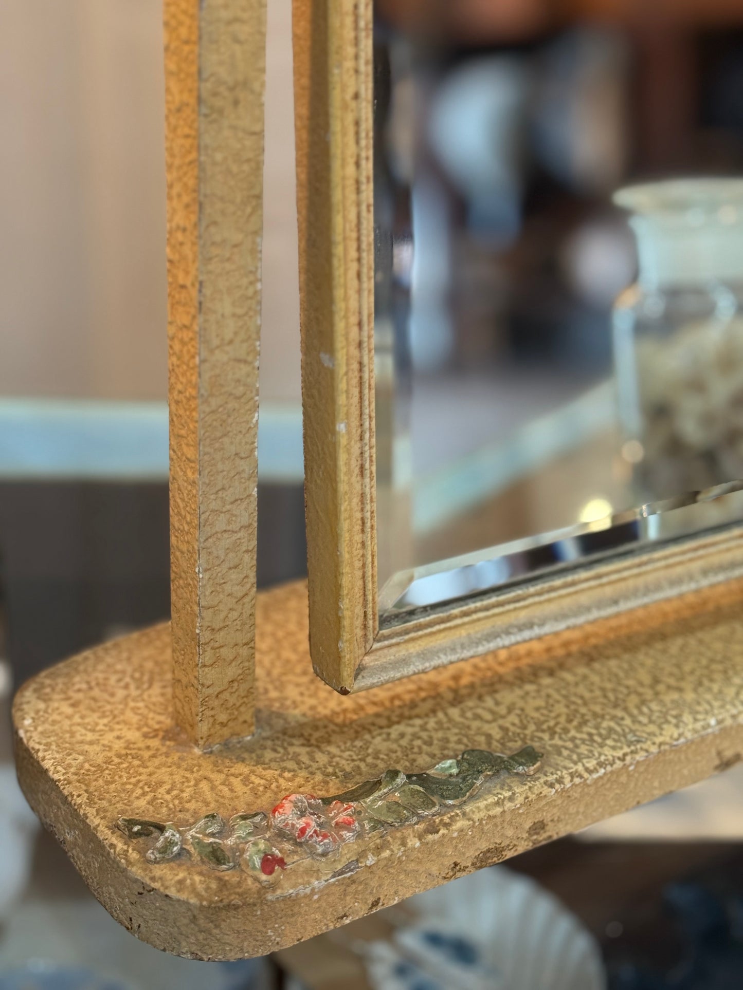 Antique Barbola Mirror on Stand