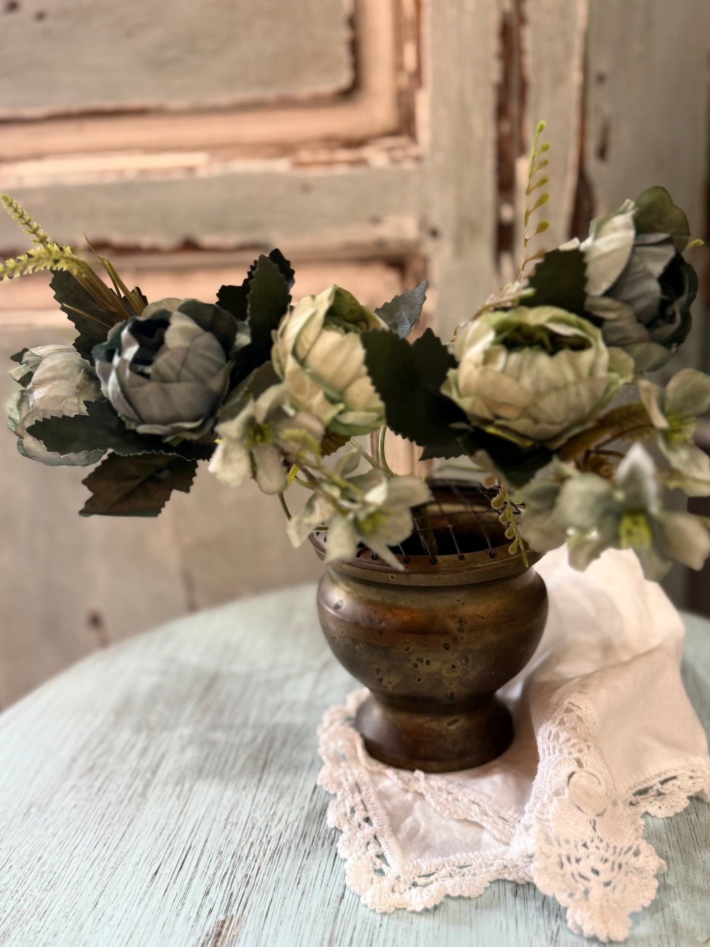 Brass Flower Frog Vase