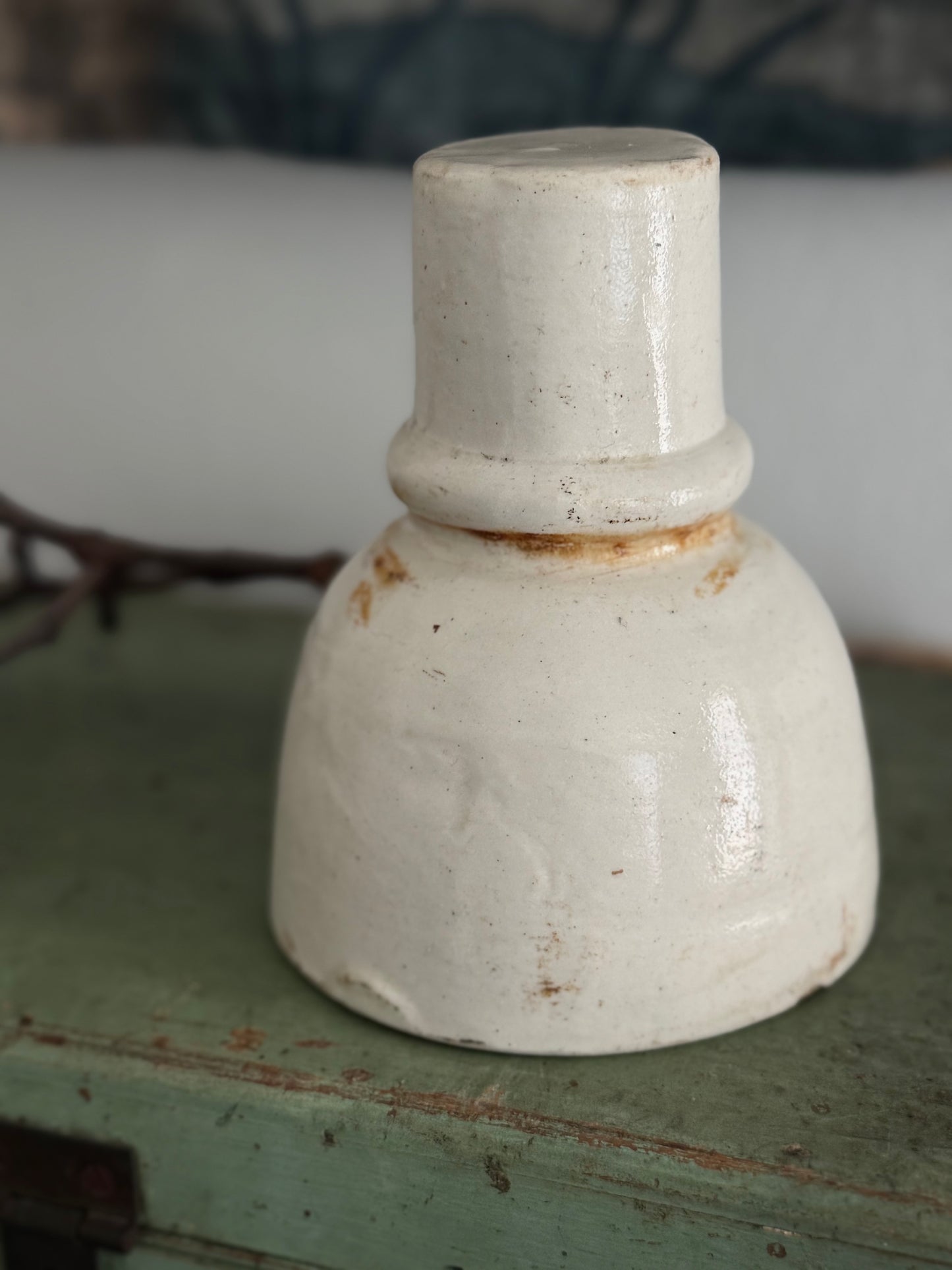 Large Vintage Cream Ceramic Insulator