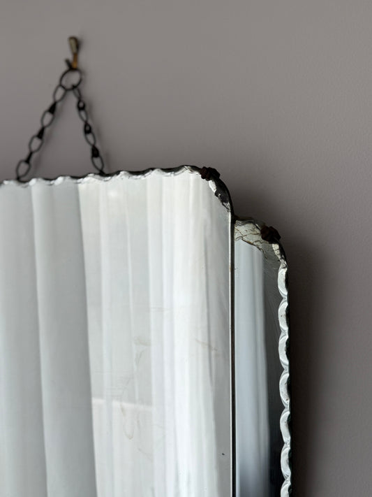 Vintage Hanging Pie Crust Mirror with Three Parts
