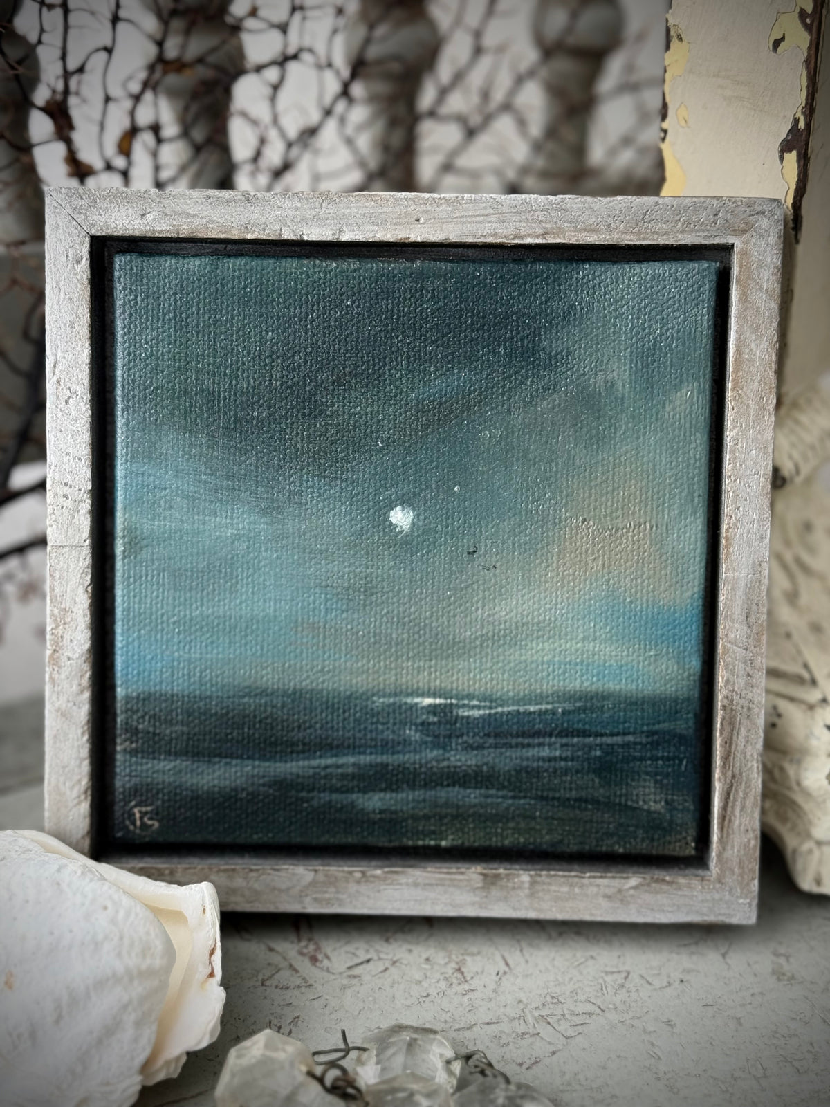 "The Sea and the Moon” series - #5 mini square seascape by Fonda Shae