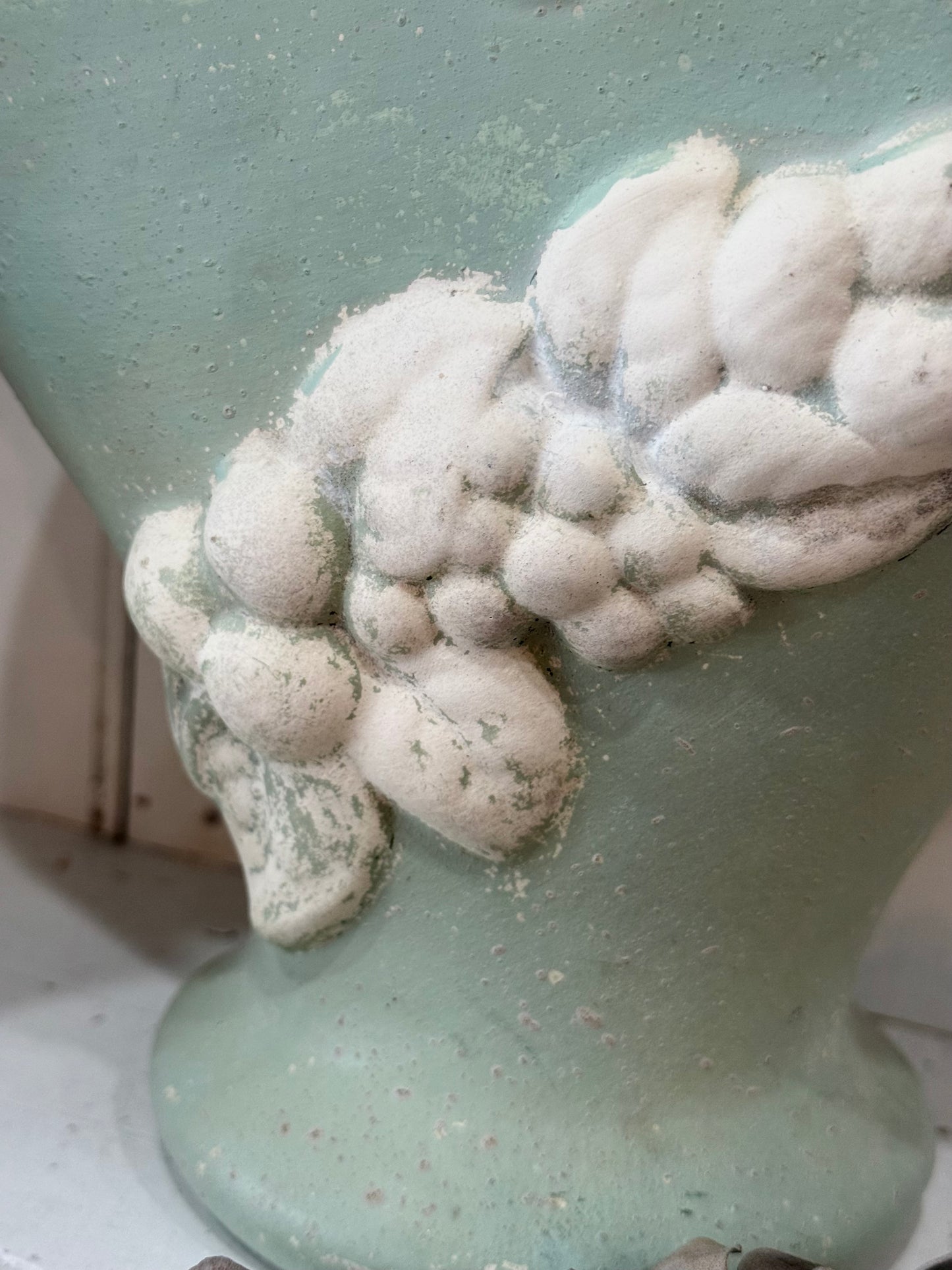 Vintage Fruit Vase - Mint Green Patina