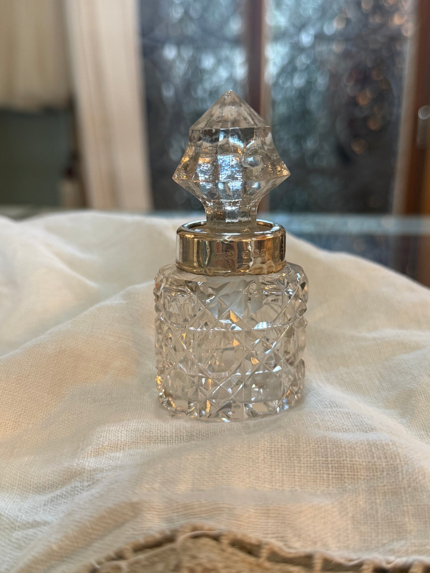 Antique Silver & Glass Perfume Bottle