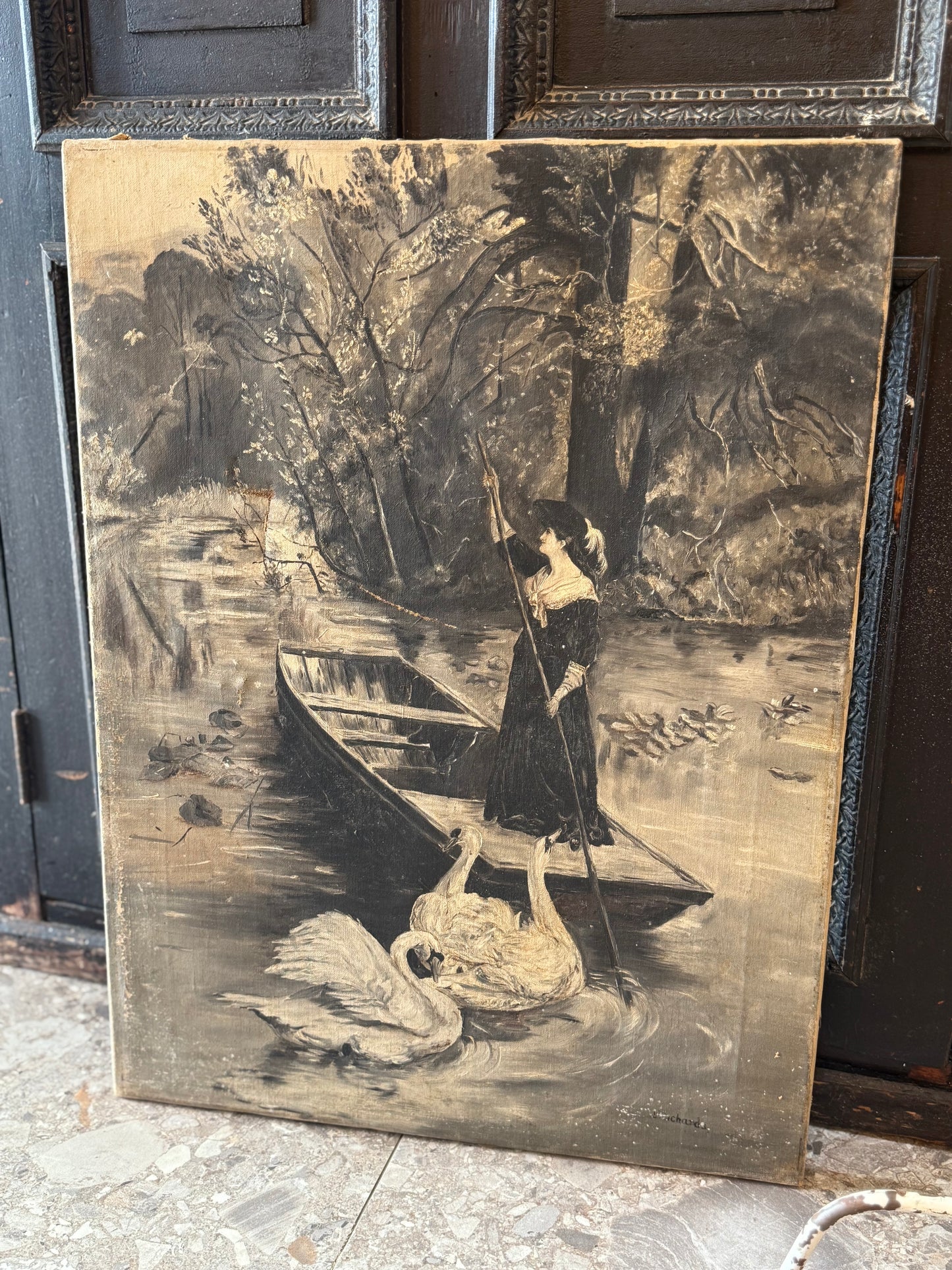 Antique Swan Painting