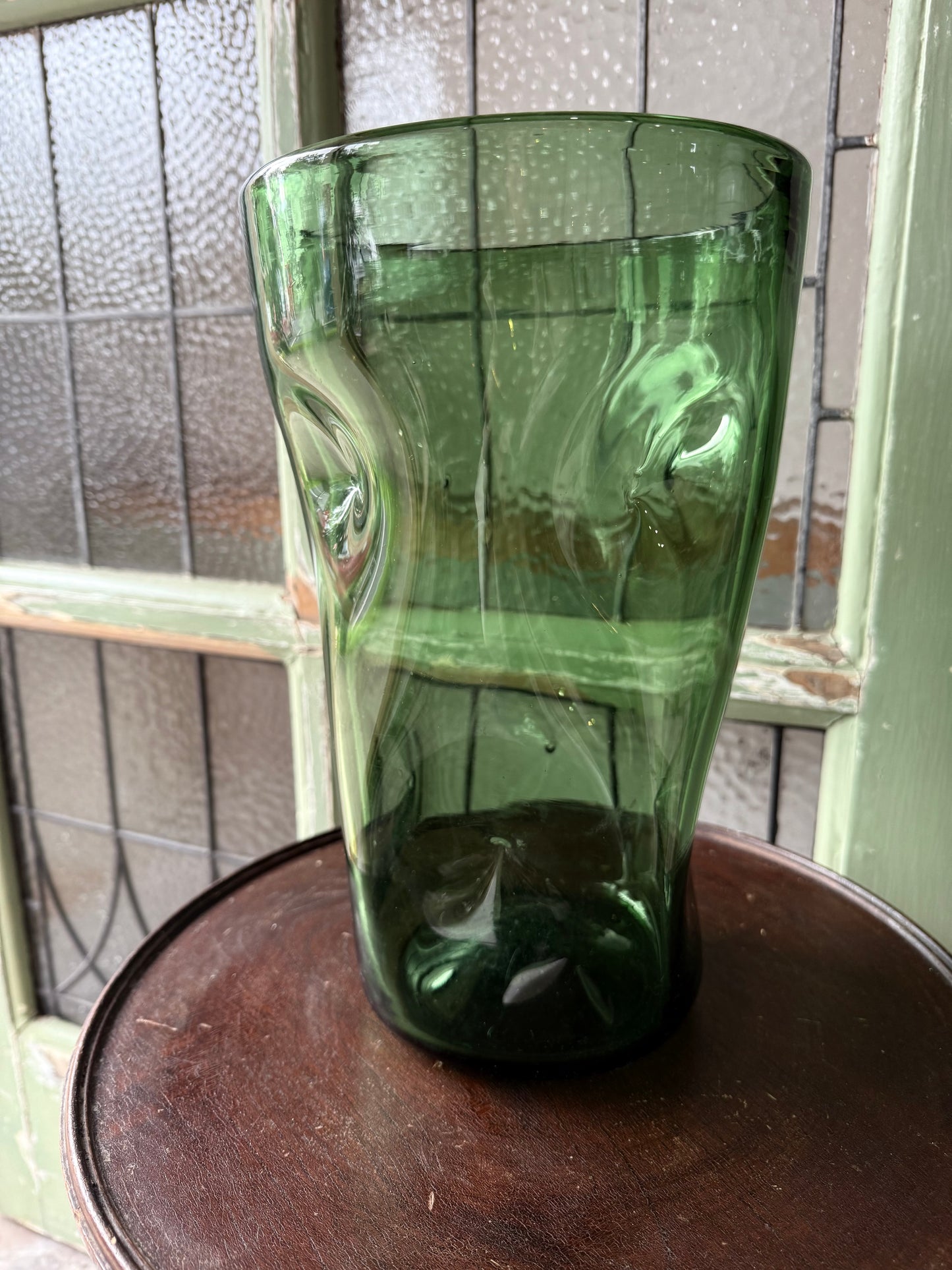 Mid Century Green Glass Vase