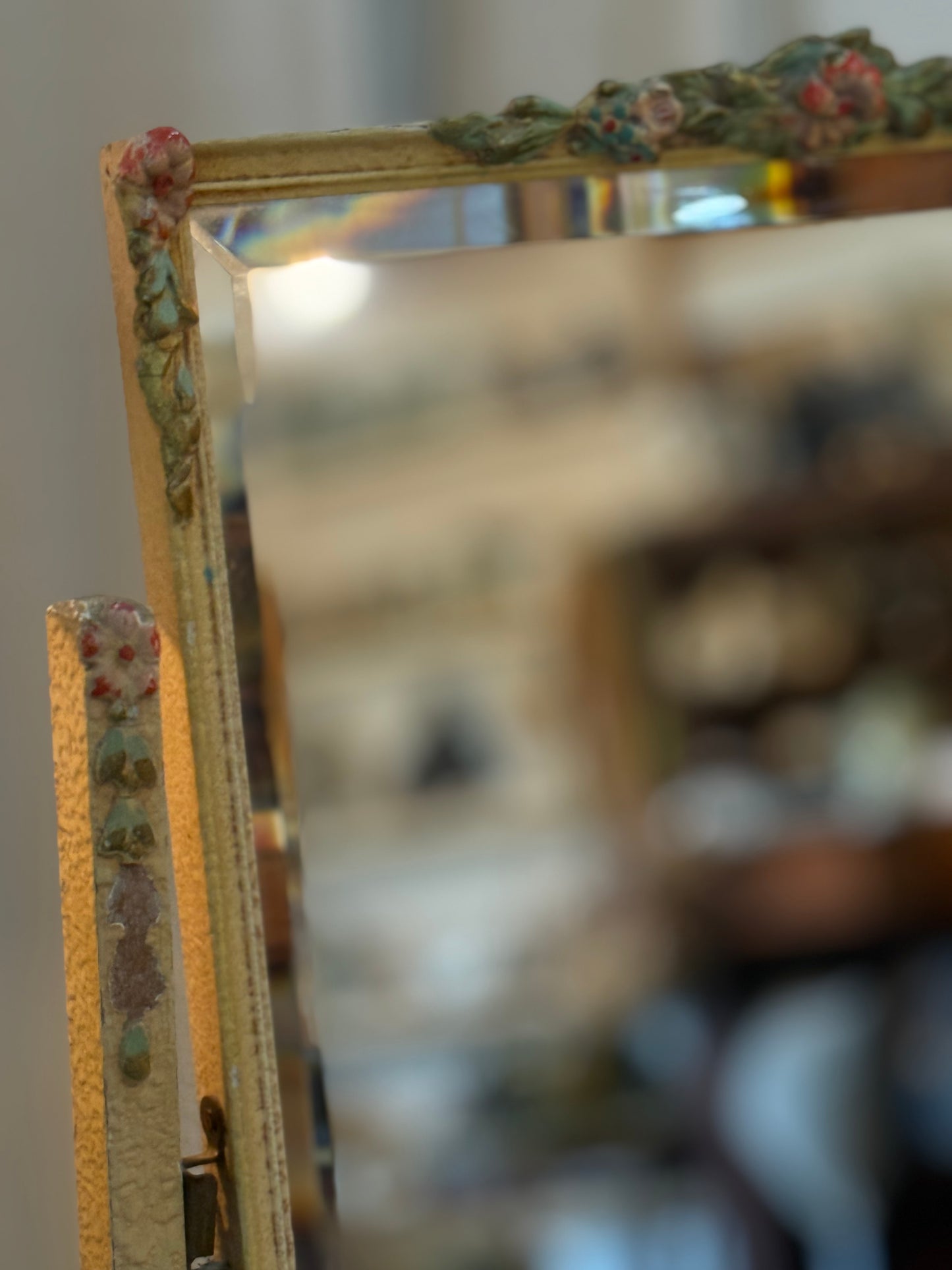 Antique Barbola Mirror on Stand