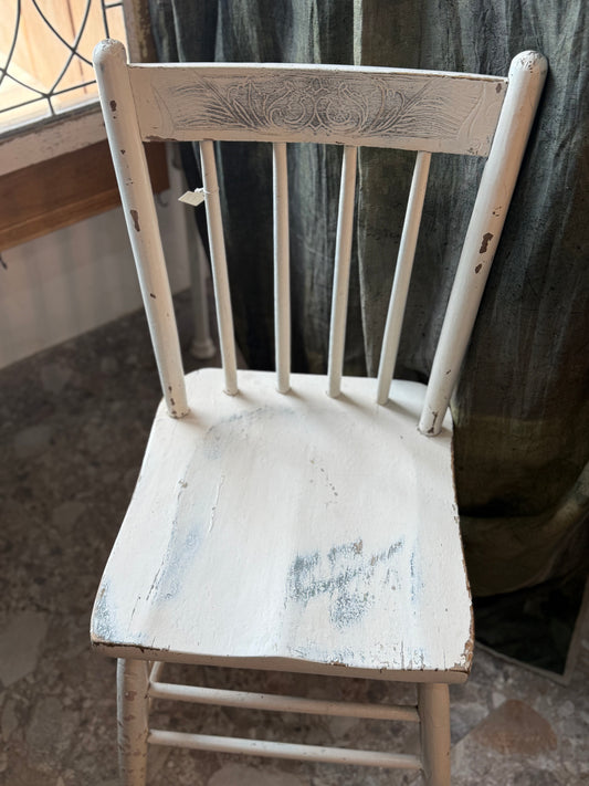 Antique White Pressed Back Chair (1)