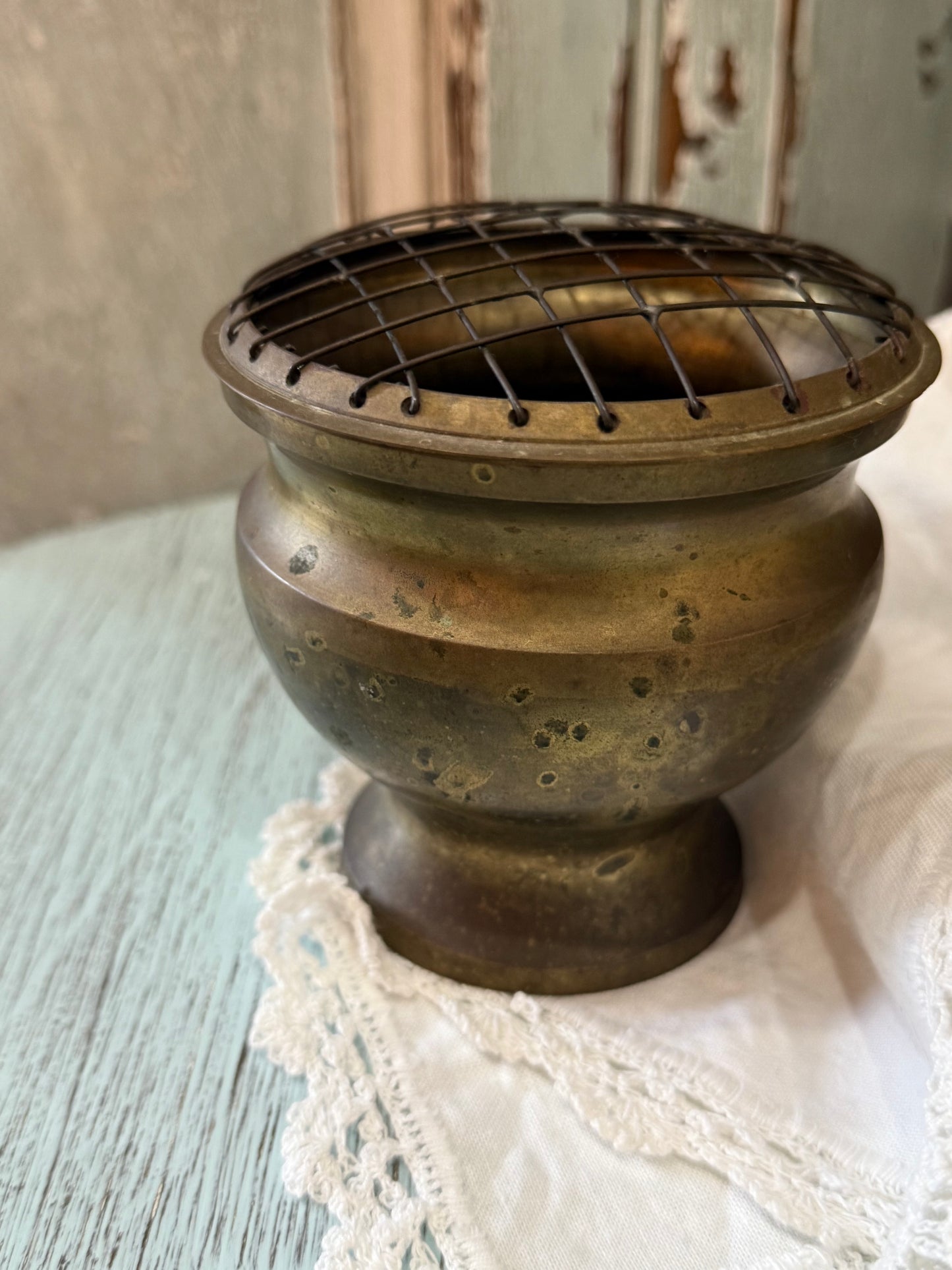 Brass Flower Frog Vase