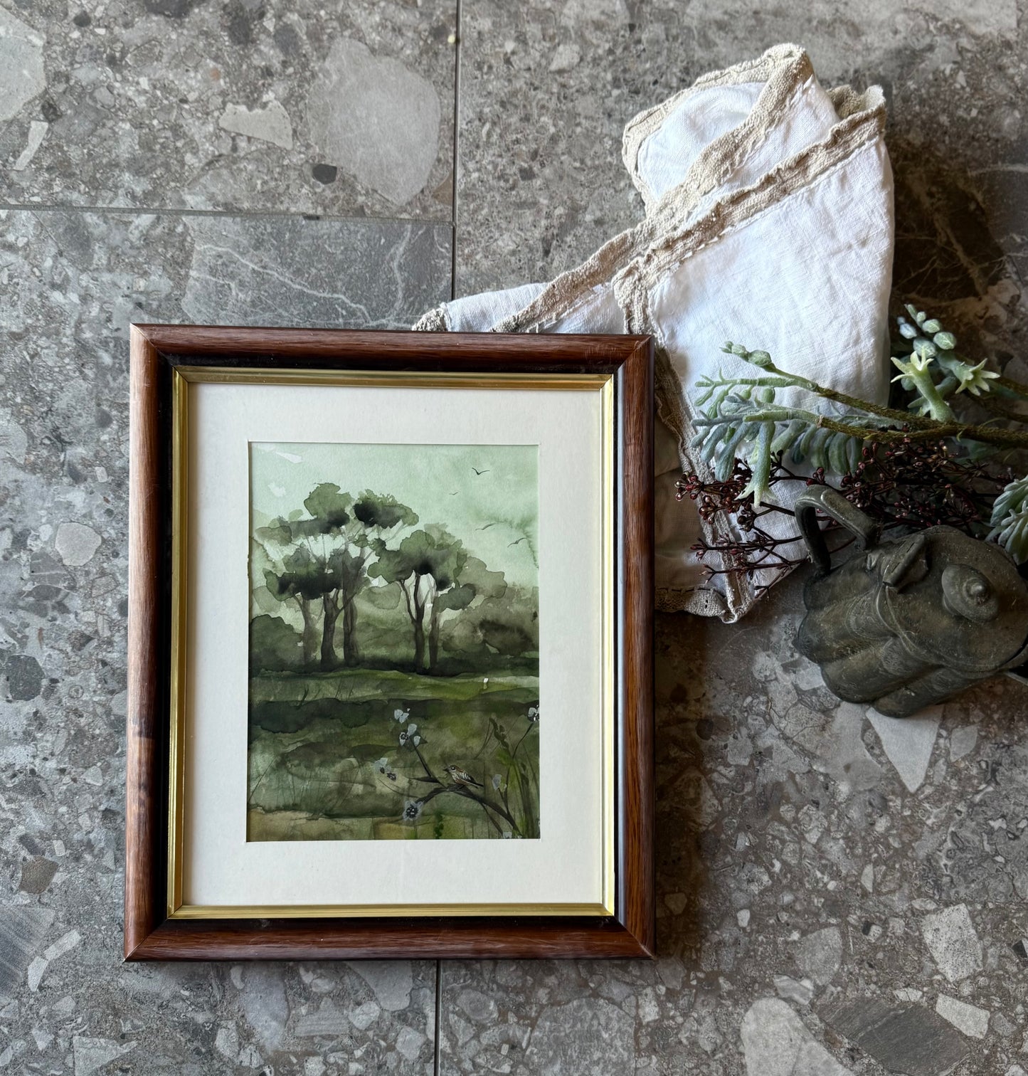 Water Colour; Evergreens - framed - Linda Titow