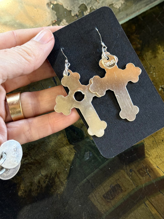 Art Jewellery - Silver Earrings - cross