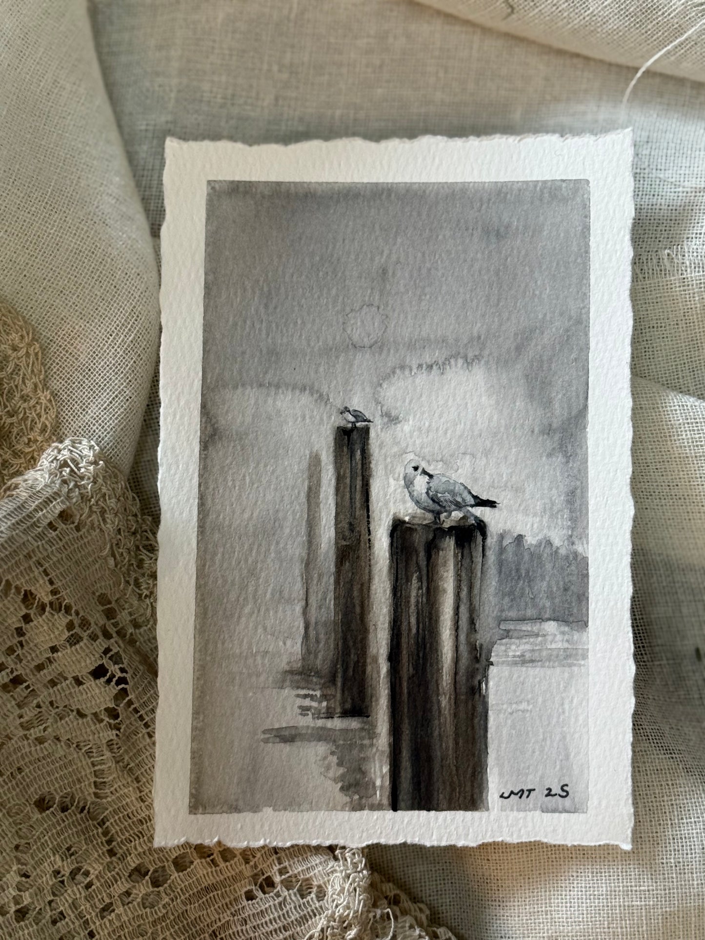 Water Colour; Gulls - unframed - Linda Titow