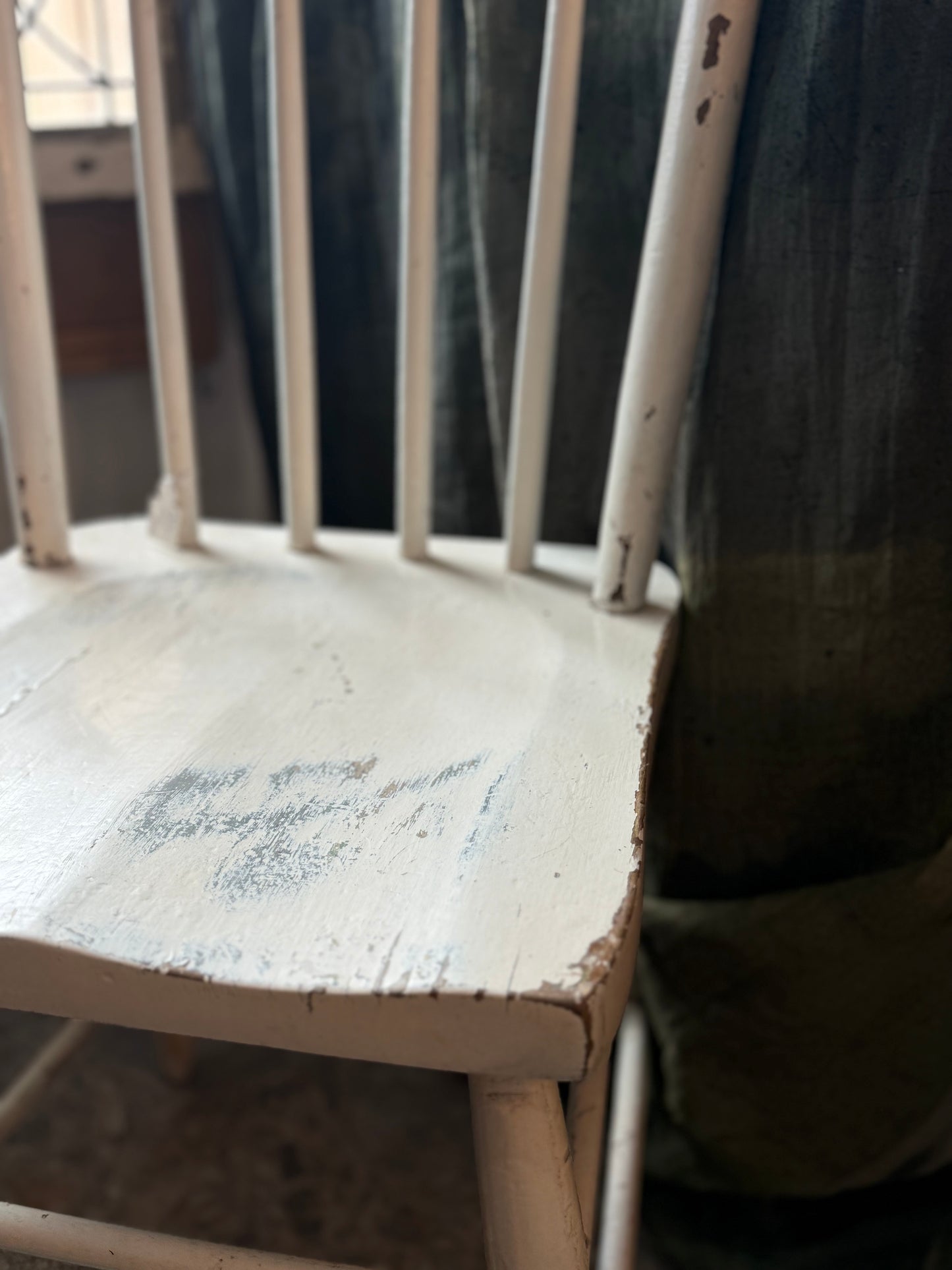 Antique White Pressed Back Chair (1)