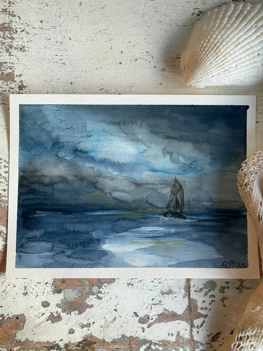 Water Colour; Sailing Free - unframed - Linda Titow